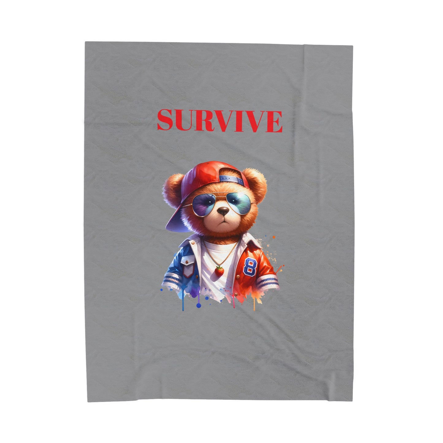Princess Grace Survive Bear Velveteen Plush Blanket Cozy & Fun Gift for Kids