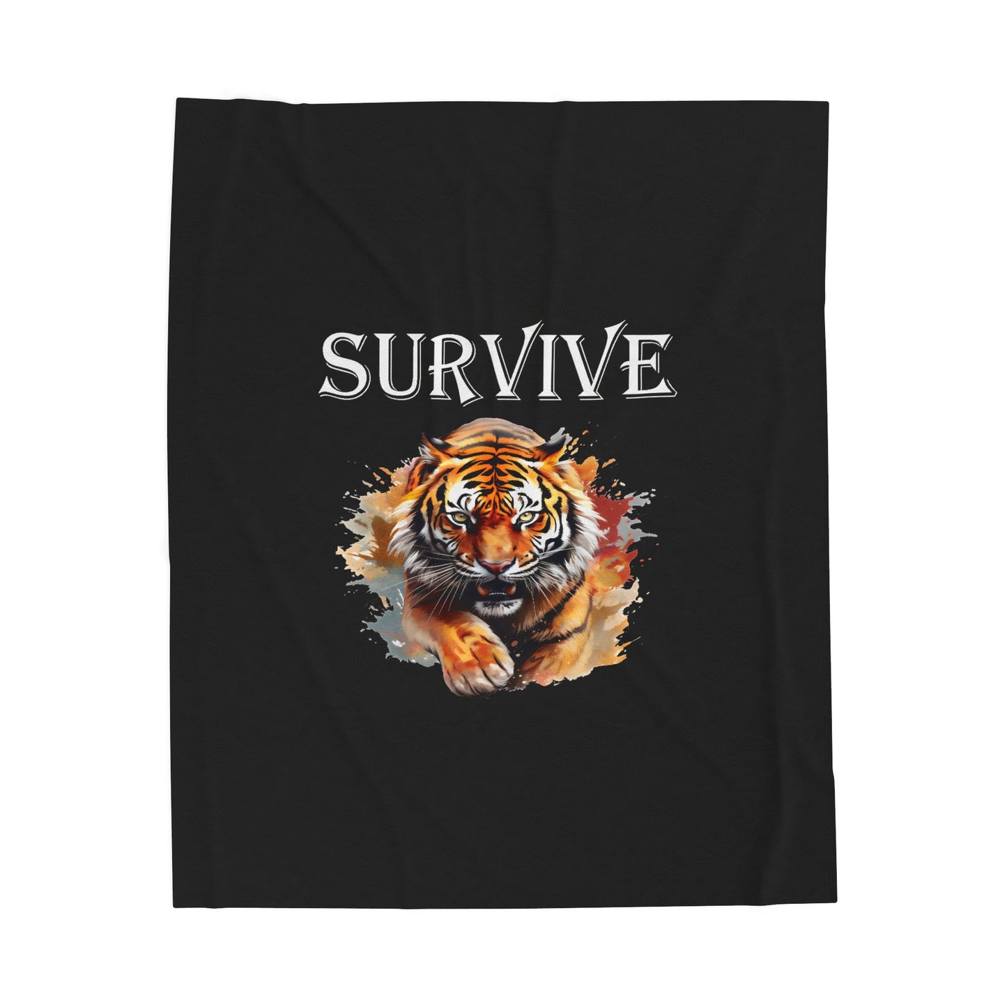 Princess Grace Survive Tiger Velveteen Plush Blanket Cozy Throw for Animal Lovers