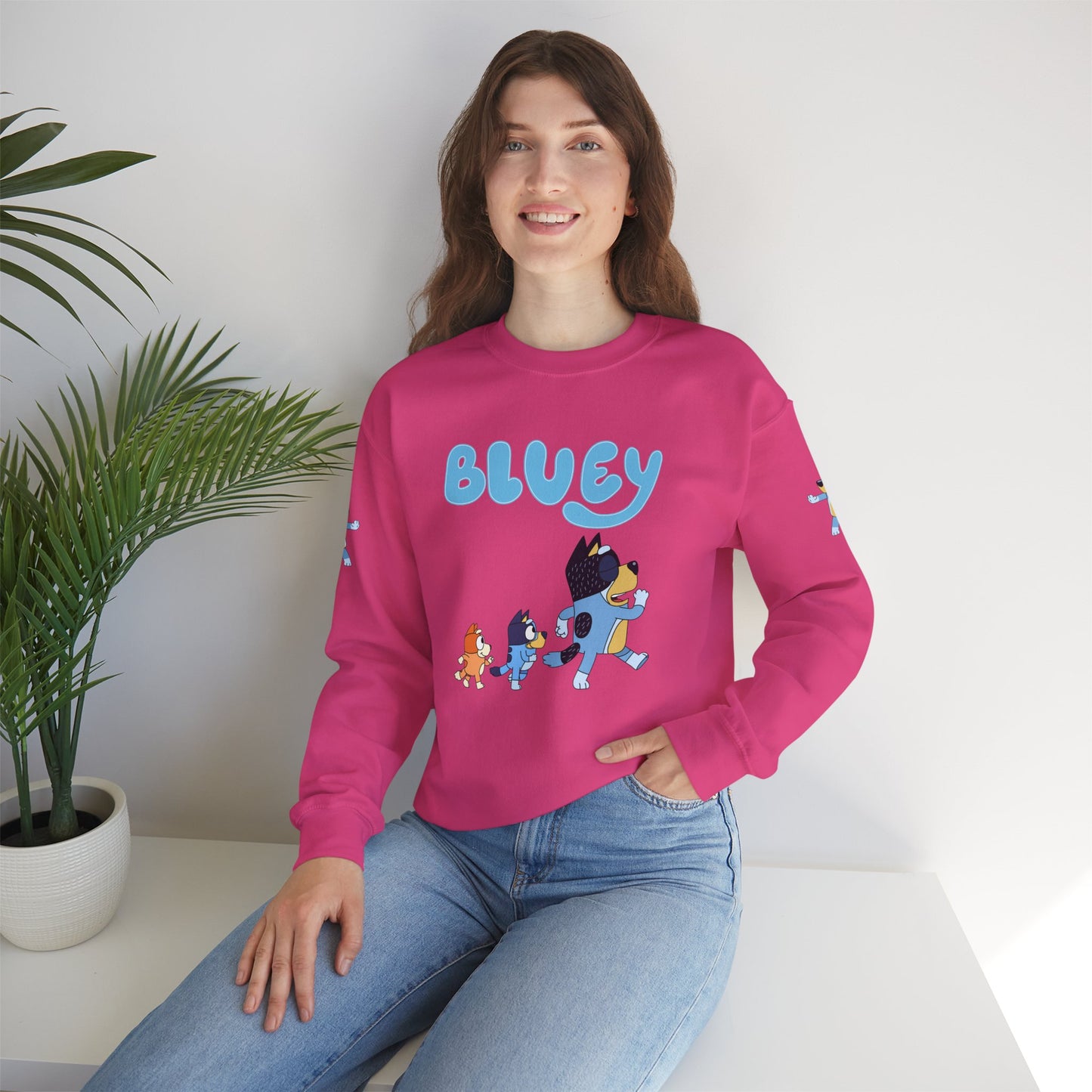 Princess Grace Bluey Family Unisex Crewneck Sweatshirt Cozy Cartoon Apparel