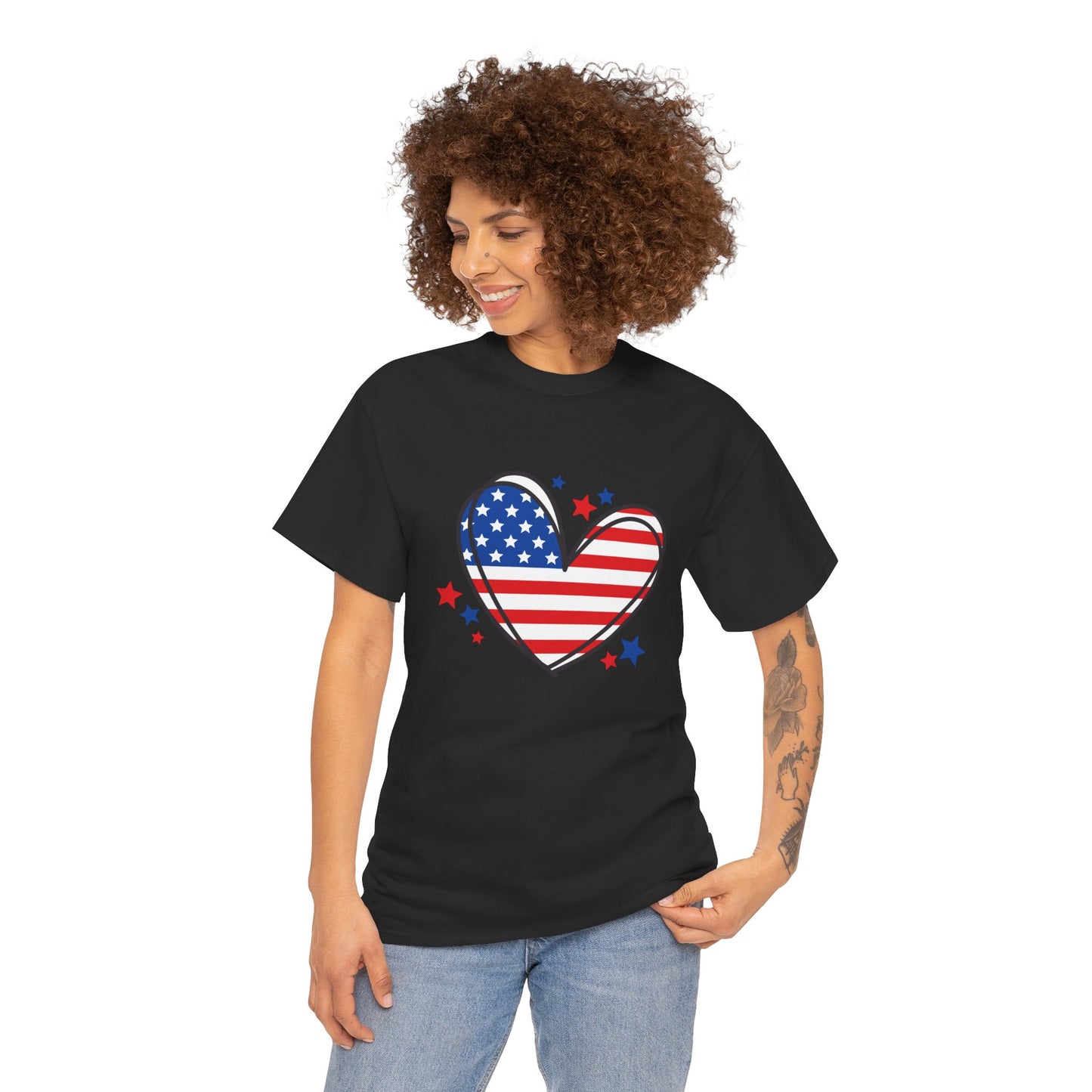 Princess Grace Patriotic Heart Unisex Heavy Cotton Tee USA Love T-Shirt