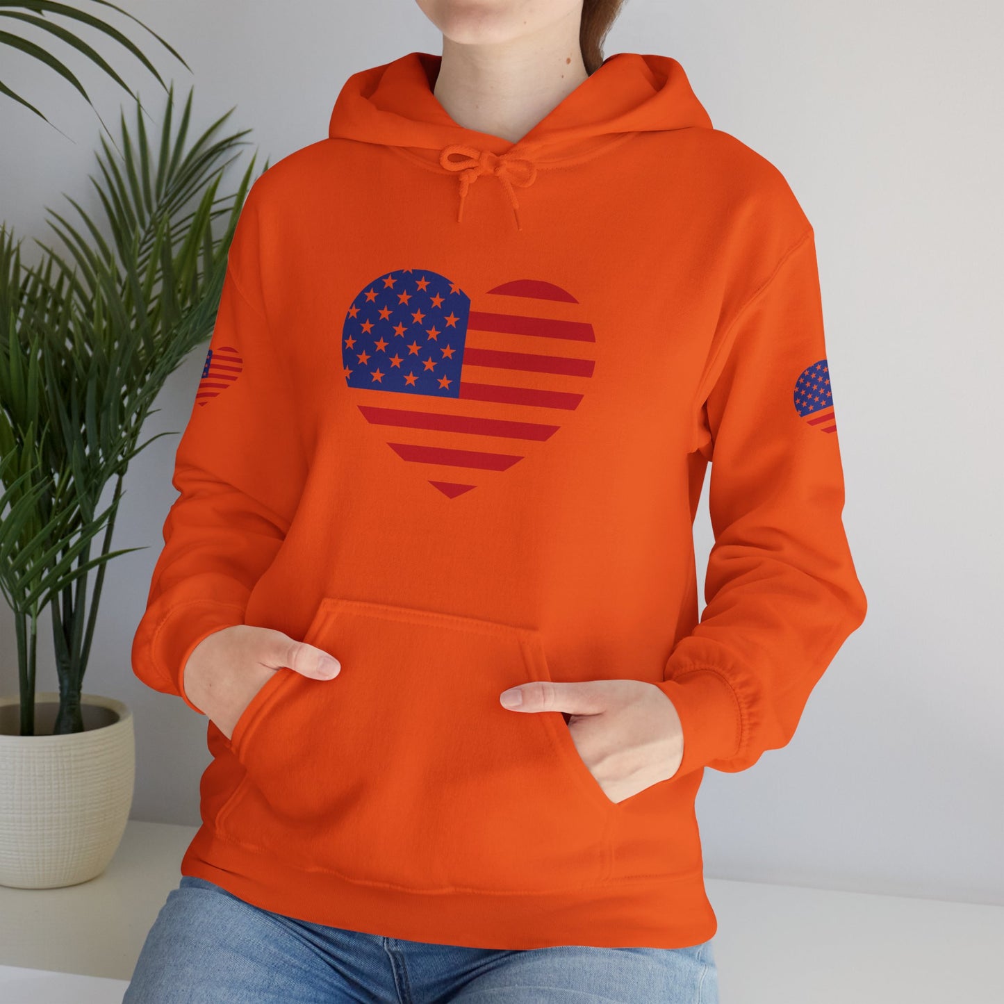 Princess Grace Patriotic Heart Design Unisex Hoodie Perfect for Holidays and Celebrations
