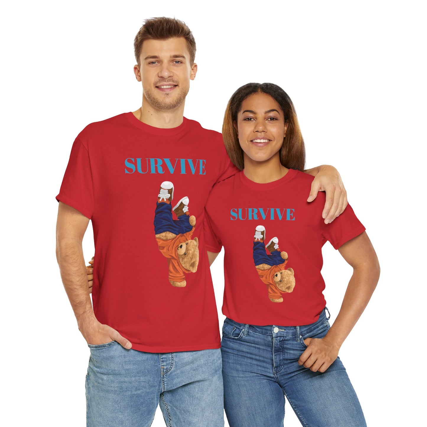 Princess Grace Survive Bear Graphic Unisex Heavy Cotton Tee Casual Streetwear Tee for Everyday Adventures