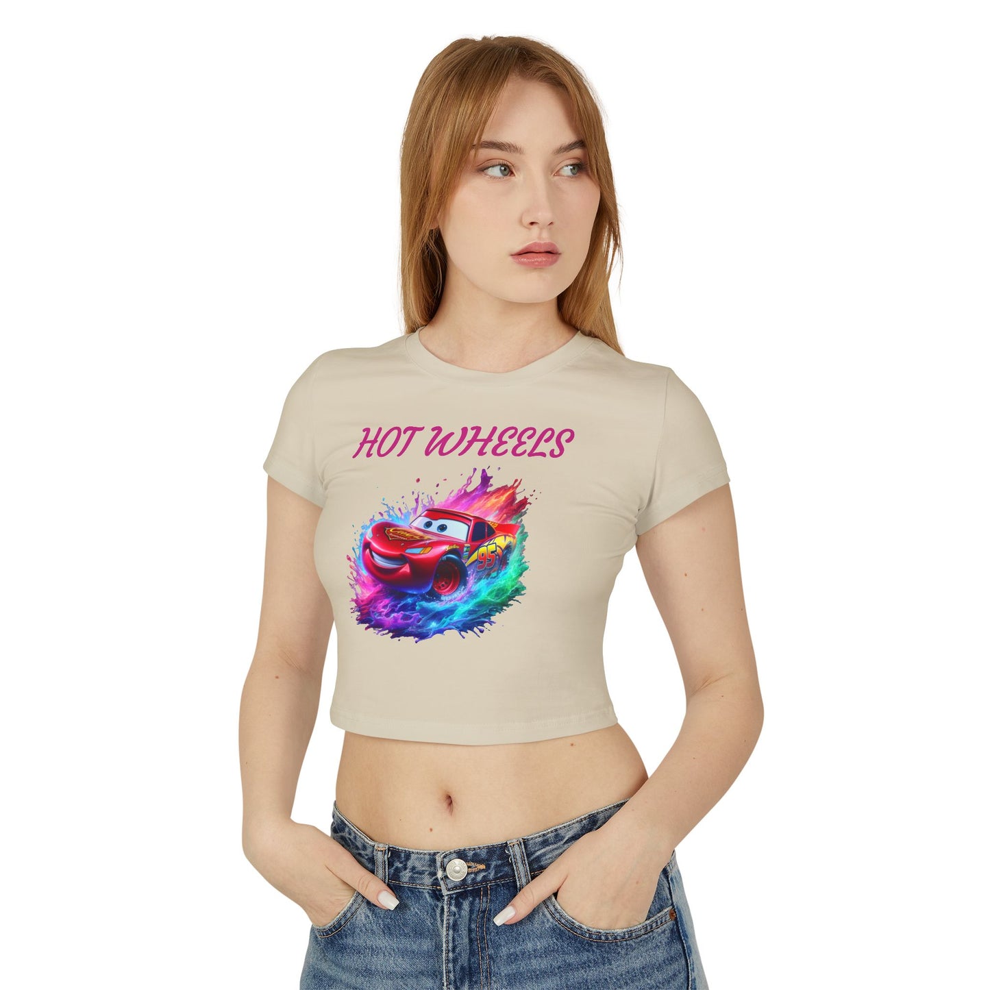 Princess Grace Hot Wheels Women's Baby Tee Colorful Lightning McQueen Shirt