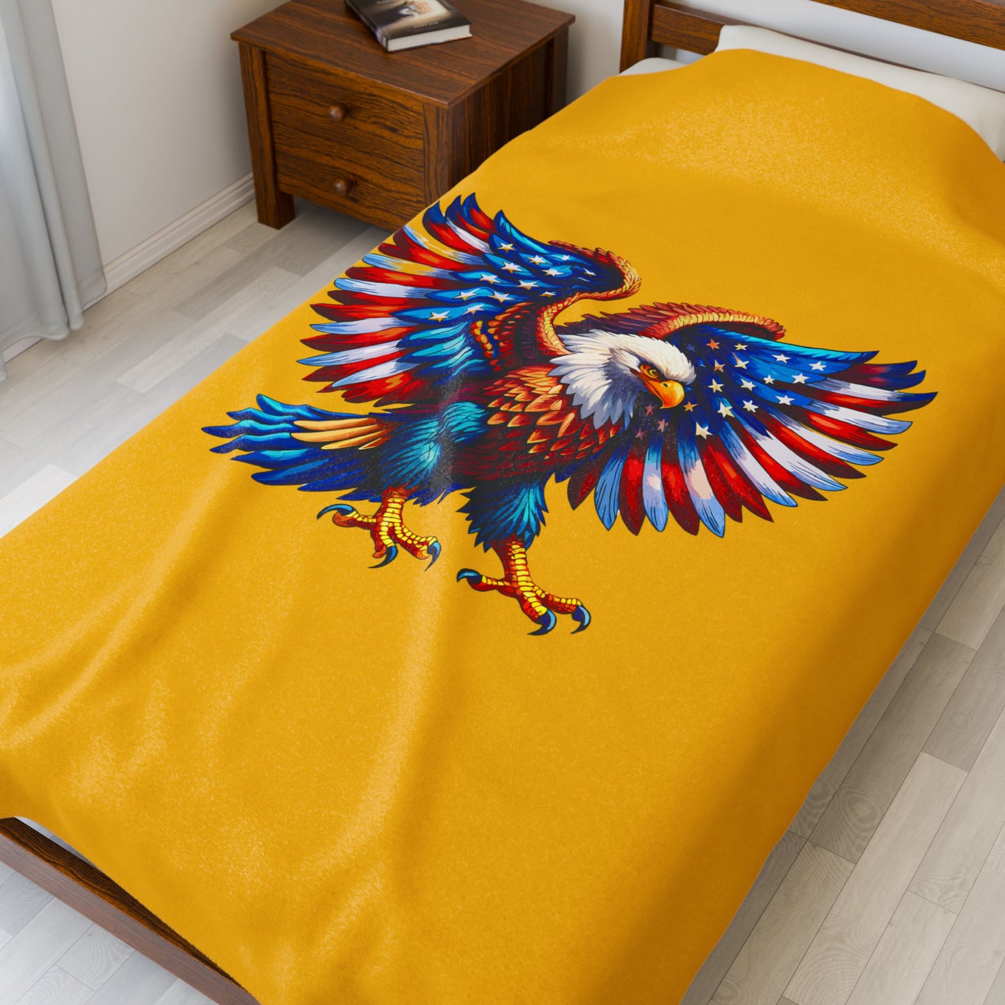 Princess Grace Patriotic Eagle Velveteen Plush Blanket Soft Throw for Home Decor & Celebrations