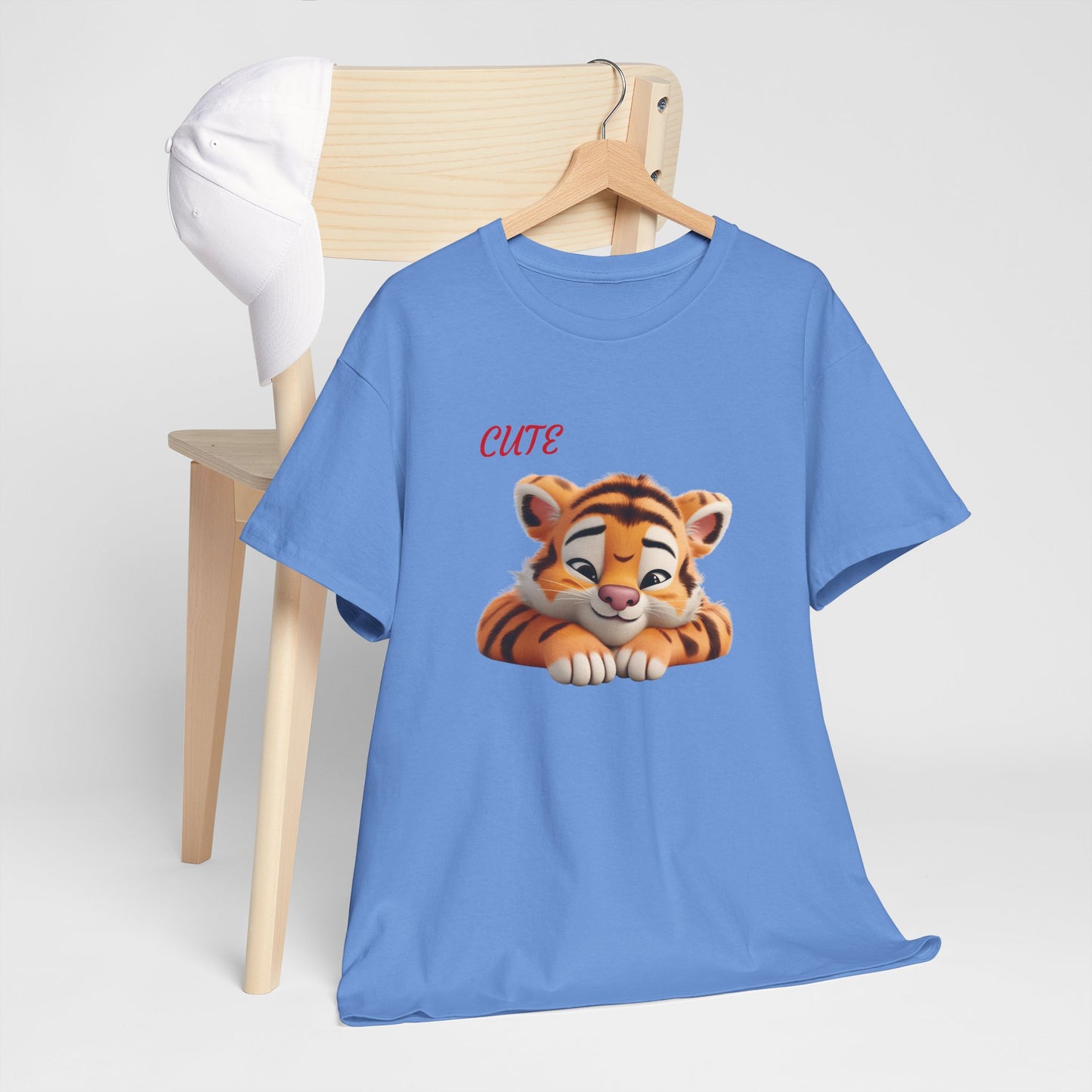 Princess Grace Cute Tiger Graphic Unisex Heavy Cotton Tee Perfect for Animal Lovers and Everyday Comfort