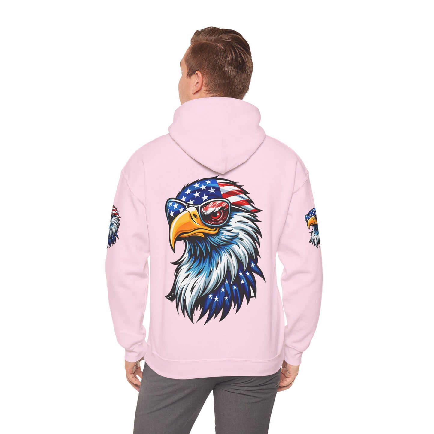 Princess Grace Patriotic Eagle Hoodie Unisex Heavy Blend Sweatshirt with USA Flag Design