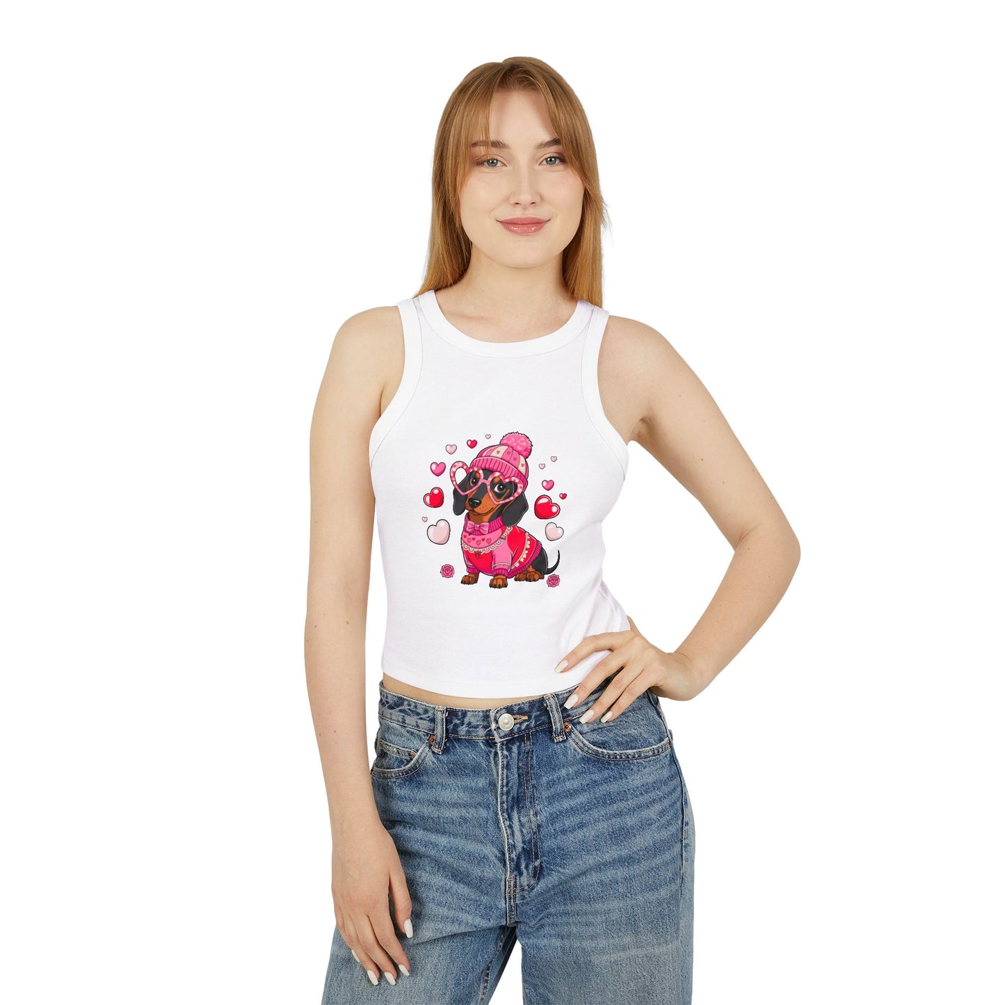 Princess Grace Cute Dachshund Love Tank Top for Women Perfect for Valentine's Day