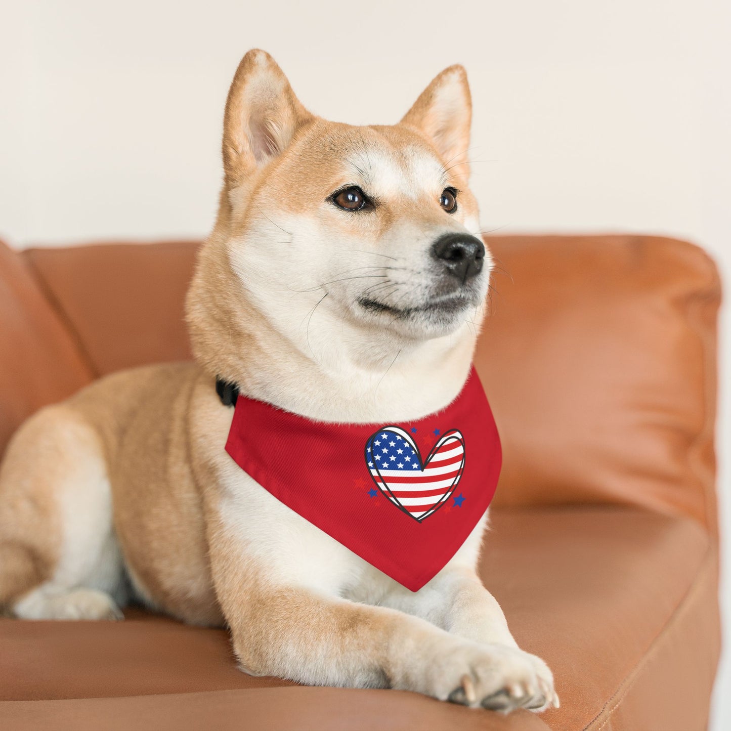Princess Grace Patriotic Pet Bandana Collar USA Heart Design for Dogs