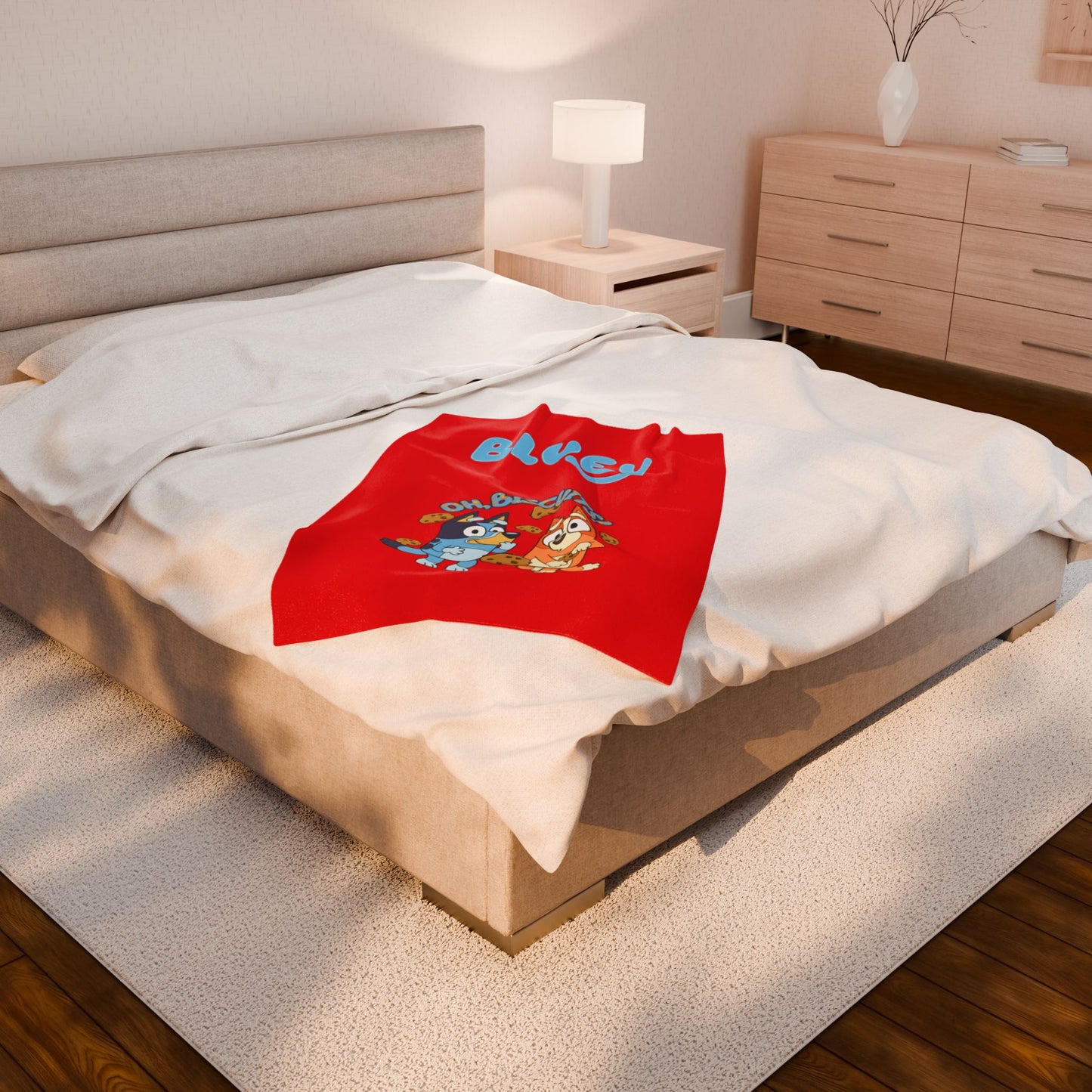 Princess Grace Bluey Oh Biscuits Velveteen Plush Blanket for Kids