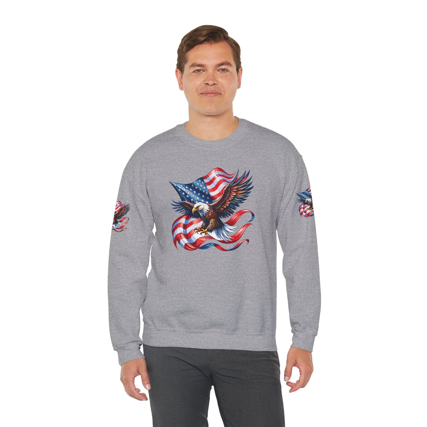 Princess Grace Patriotic Eagle Crewneck Sweatshirt Unisex Heavy Blend Perfect for Independence Day and Memorial Day