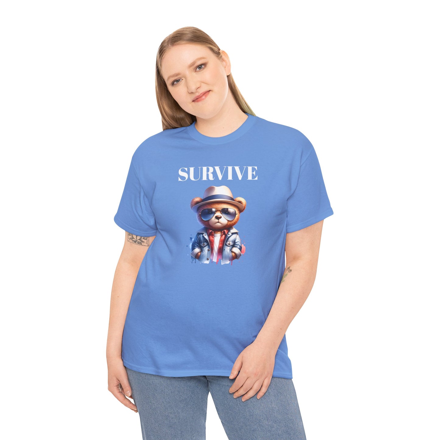Princess Grace Cool Bear Graphic Tee 'Survive' Unisex Heavy Cotton T-Shirt