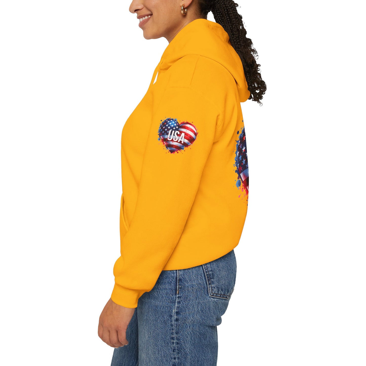 Princess Grace Patriotic Heart Hoodie for USA Lovers Unisex Heavy Blend