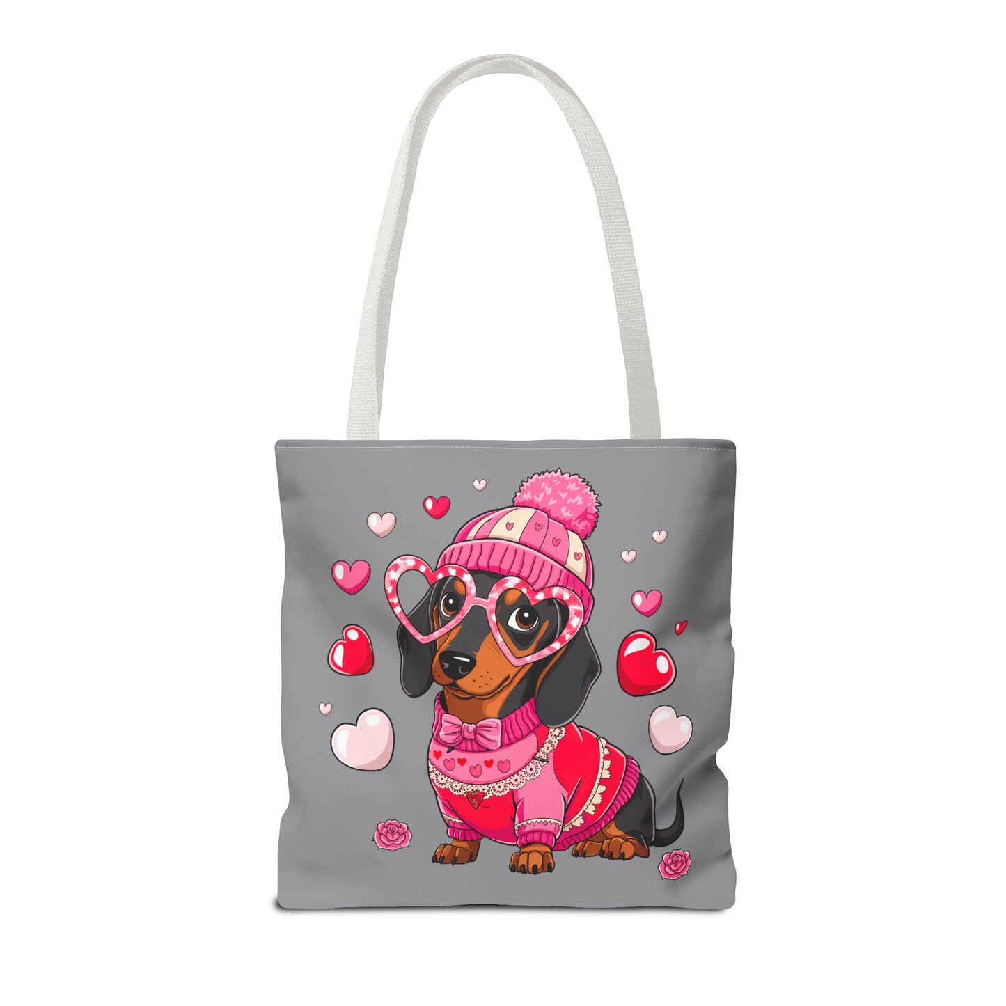 Princess Grace Cute Dog Lover Tote Bag Adorable Dachshund with Hearts