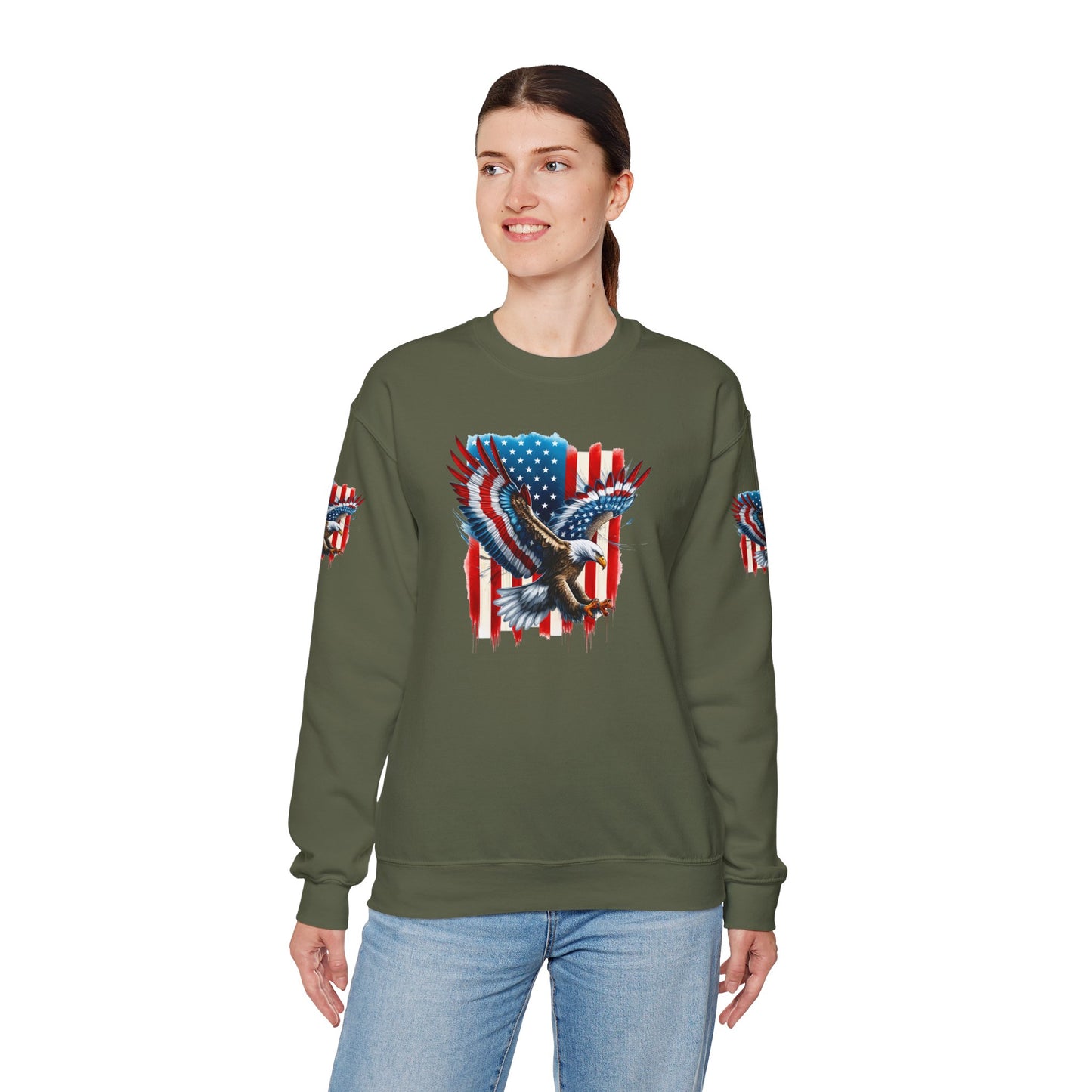 Princess Grace Patriotic Eagle Crewneck Sweatshirt Unisex Heavy Blend