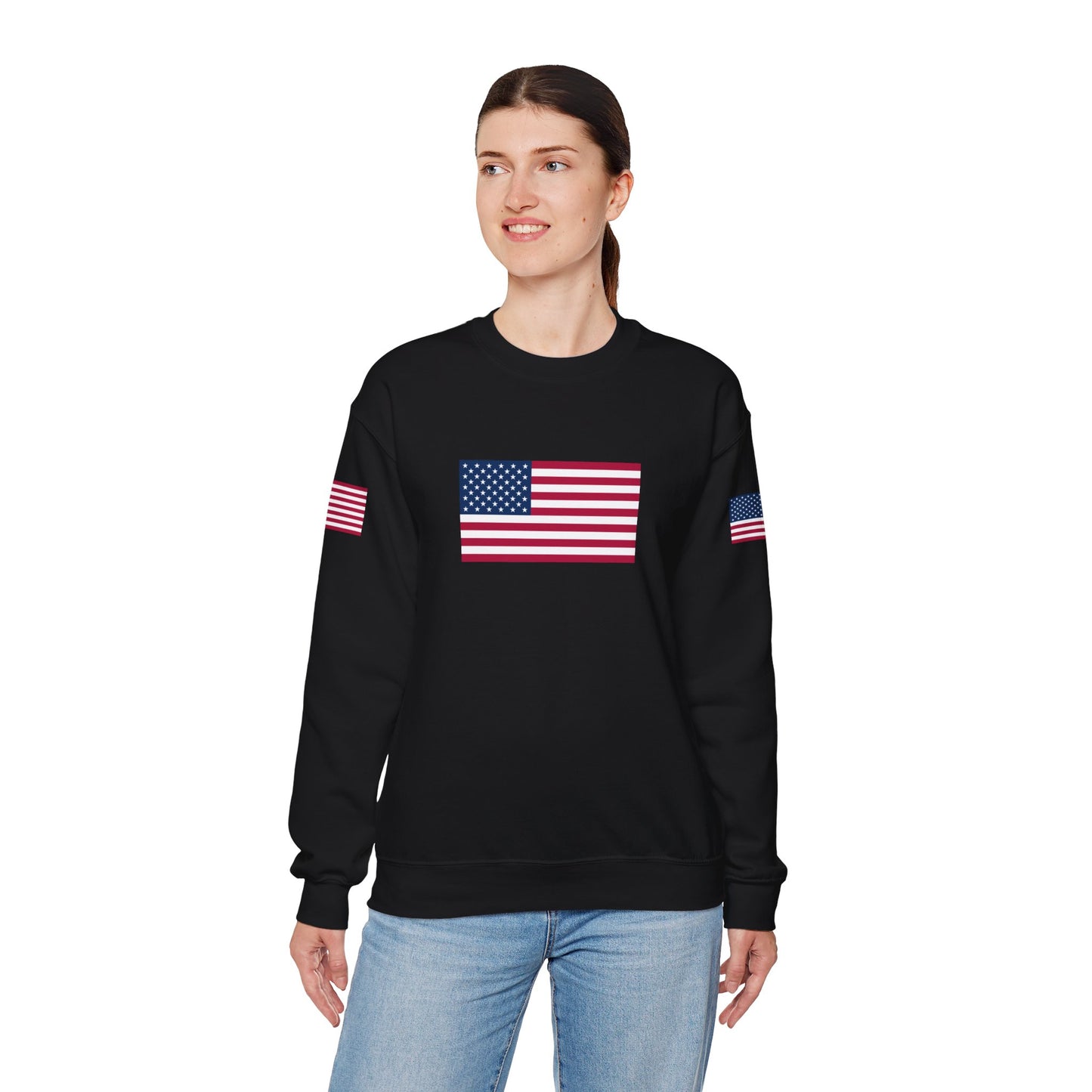 Princess Grace Patriotic Unisex Crewneck Sweatshirt with American Flags
