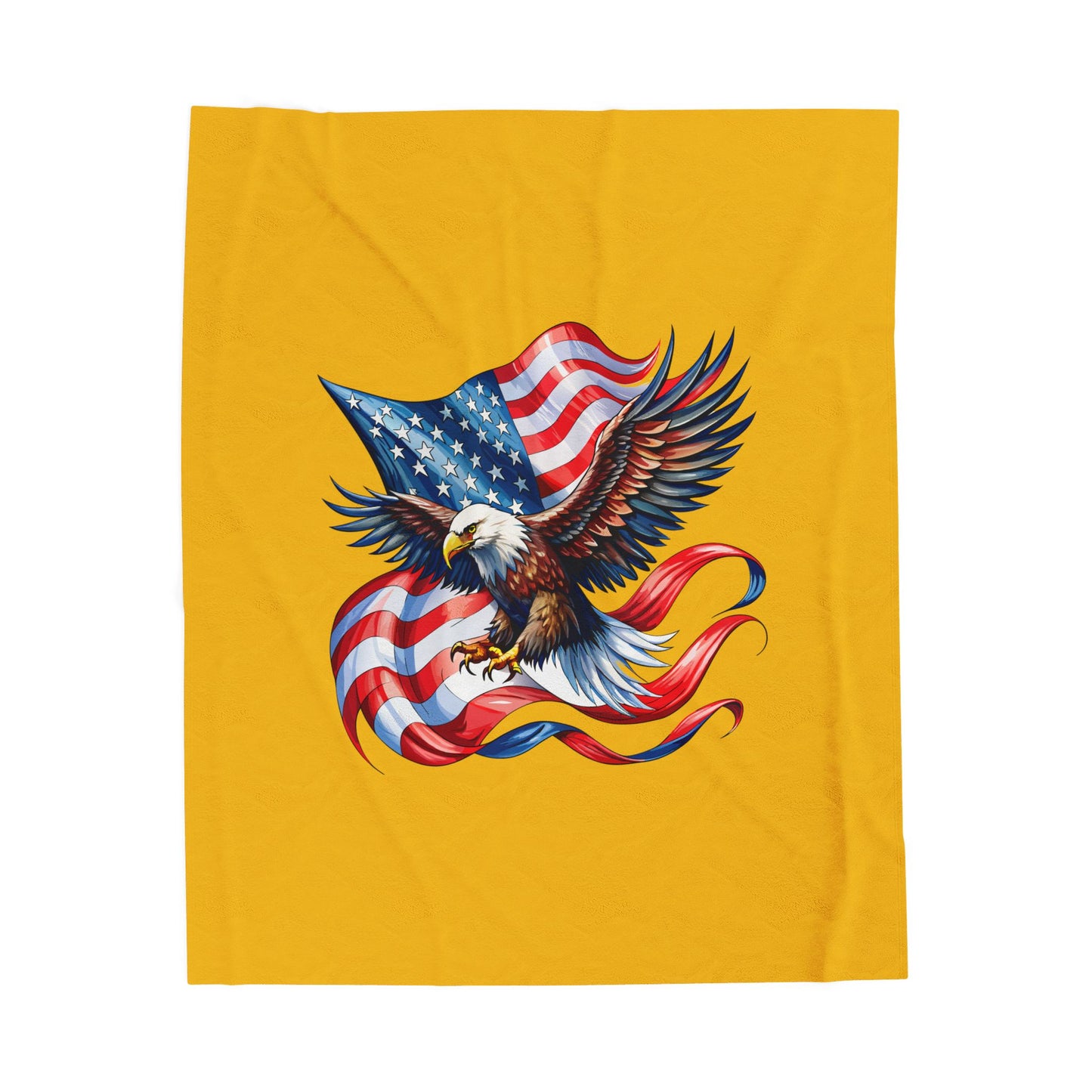 Princess Grace Eagle & Flag Velveteen Plush Blanket Perfect for Patriotism and Cozy Moments