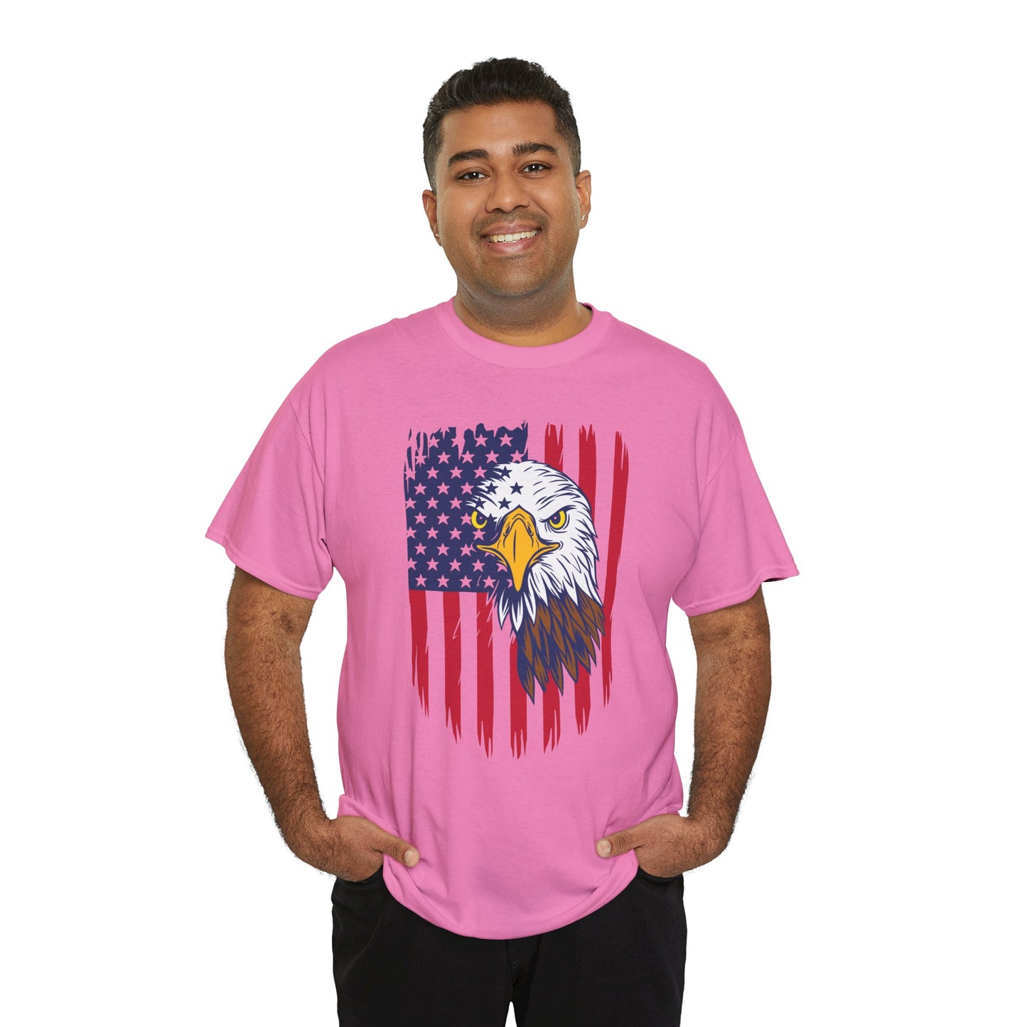 Princess Grace Eagle & American Flag Unisex Heavy Cotton Tee Patriotic Apparel for All Occasions
