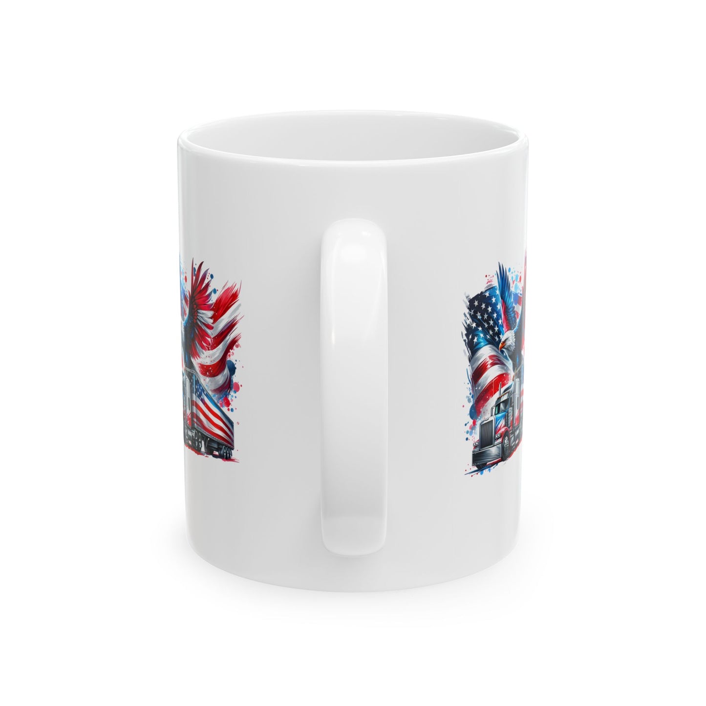 Princess Grace Patriotic Eagle Truck Ceramic Mug 11oz & 15oz Perfect for Veterans & Truck Enthusiasts