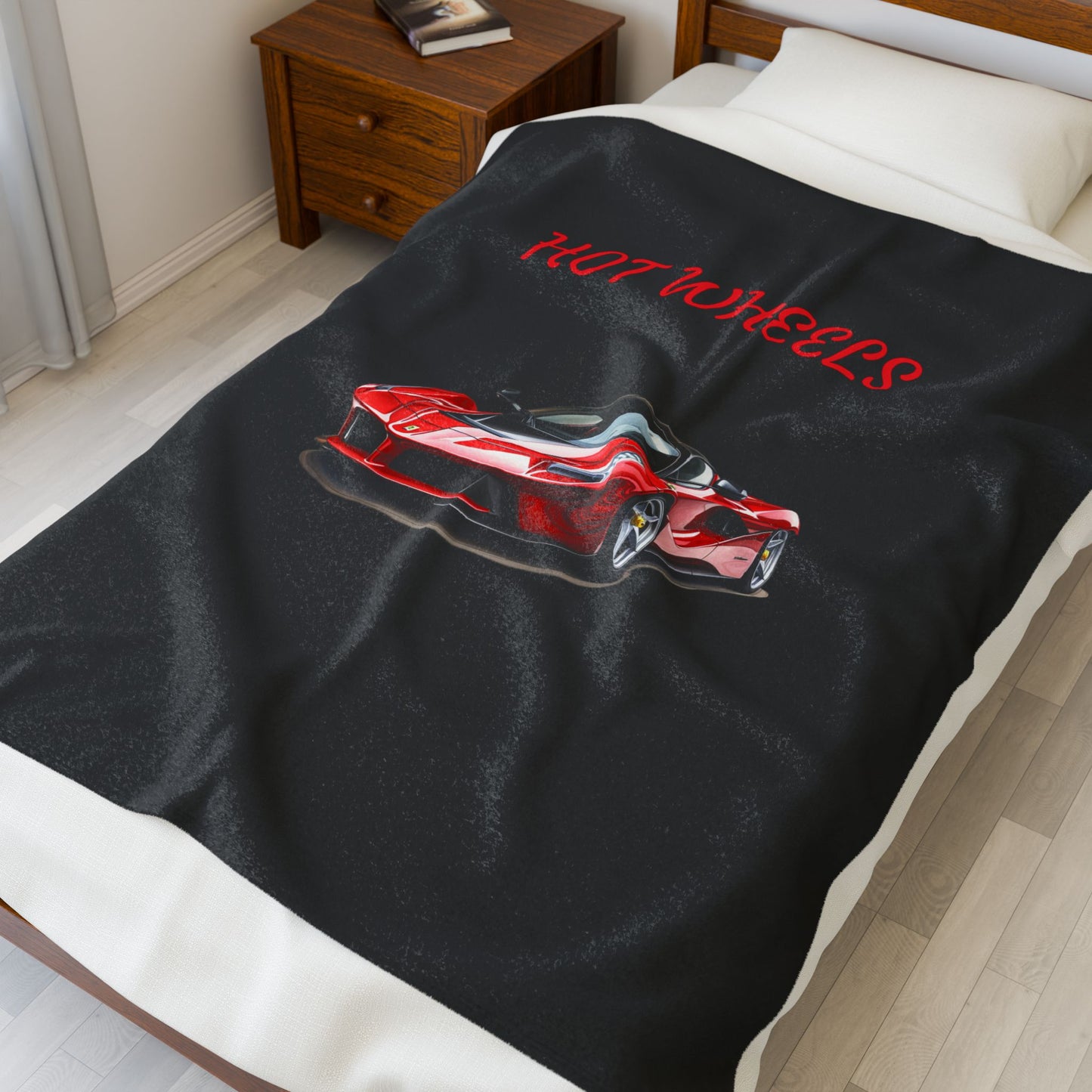 Princess Grace Hot Wheels Velveteen Plush Blanket Cozy Car Themed Throw for Racing Enthusiasts