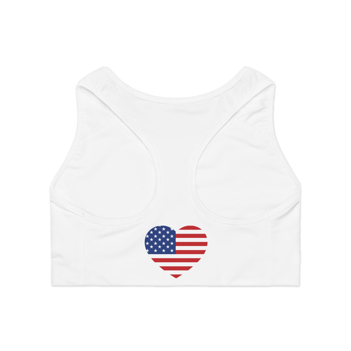 Princess Grace Patriotic Heart Sports Bra USA Design for Fitness and Independence Day