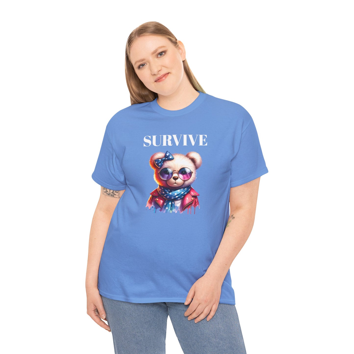 Princess Grace Cute Panda Illustration "Survive" Unisex Heavy Cotton Tee
