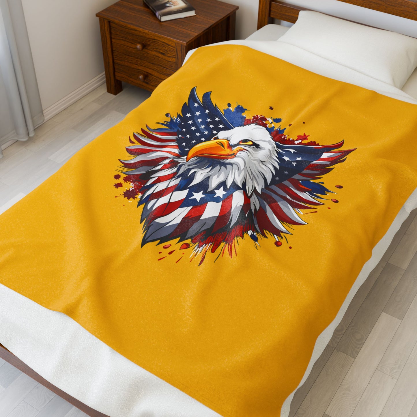 Princess Grace Patriotic Eagle Velveteen Plush Blanket Cozy and Bold Decor for Independence Day and All Year Round