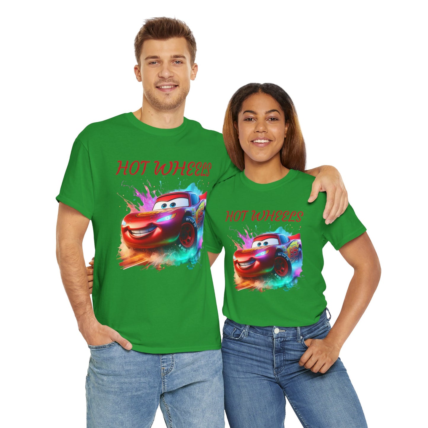 Princess Grace Hot Wheels Unisex Heavy Cotton Tee Fun Car Graphic T-Shirt for Kids and Adults
