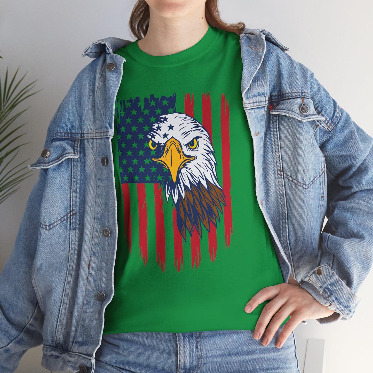 Princess Grace Eagle & American Flag Unisex Heavy Cotton Tee Patriotic Apparel for All Occasions