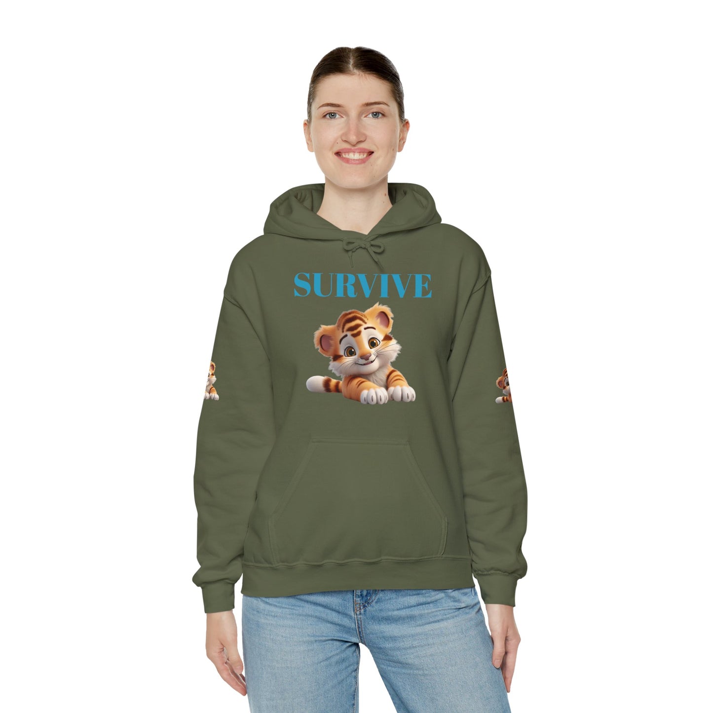 Princess Grace Survive Cute Tiger Survival Hooded Sweatshirt for Animal Lovers