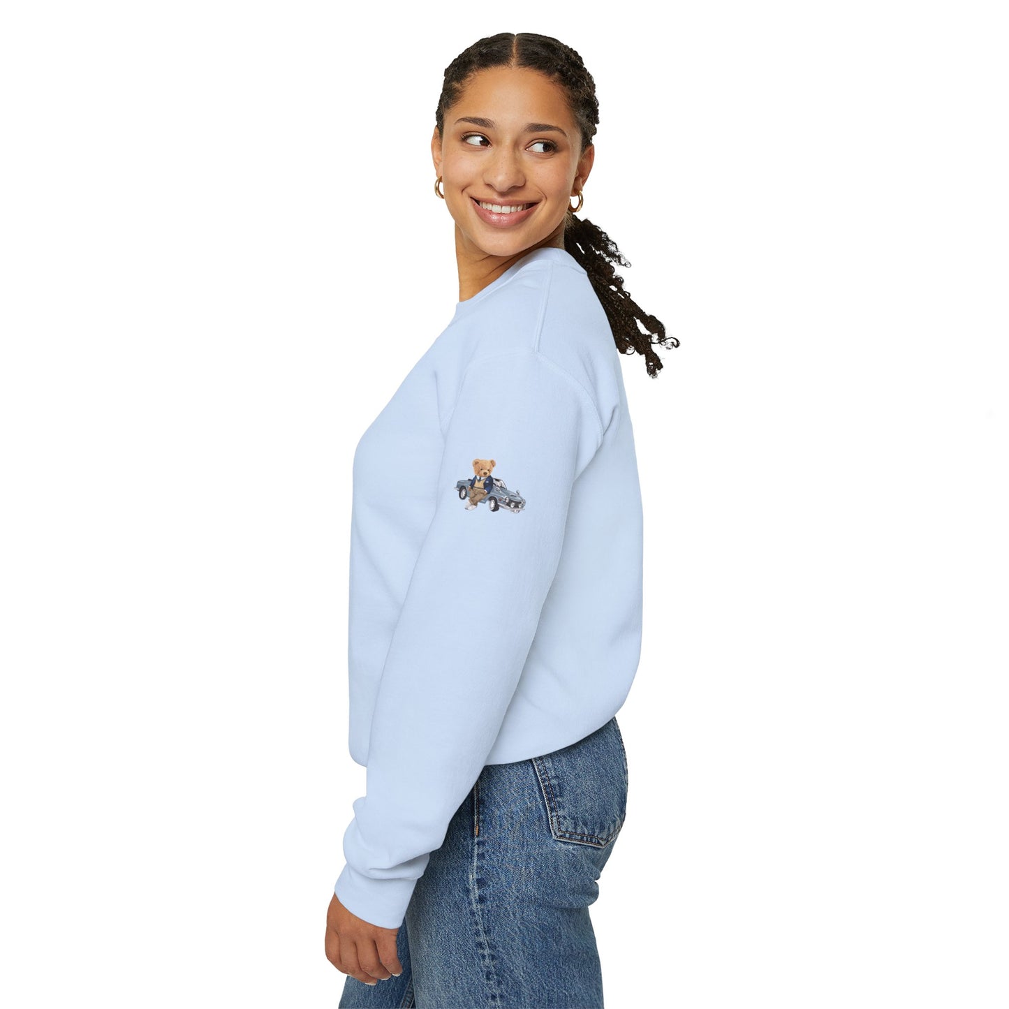 Princess Grace Stylish Crewneck Sweatshirt with Bear and Car Design
