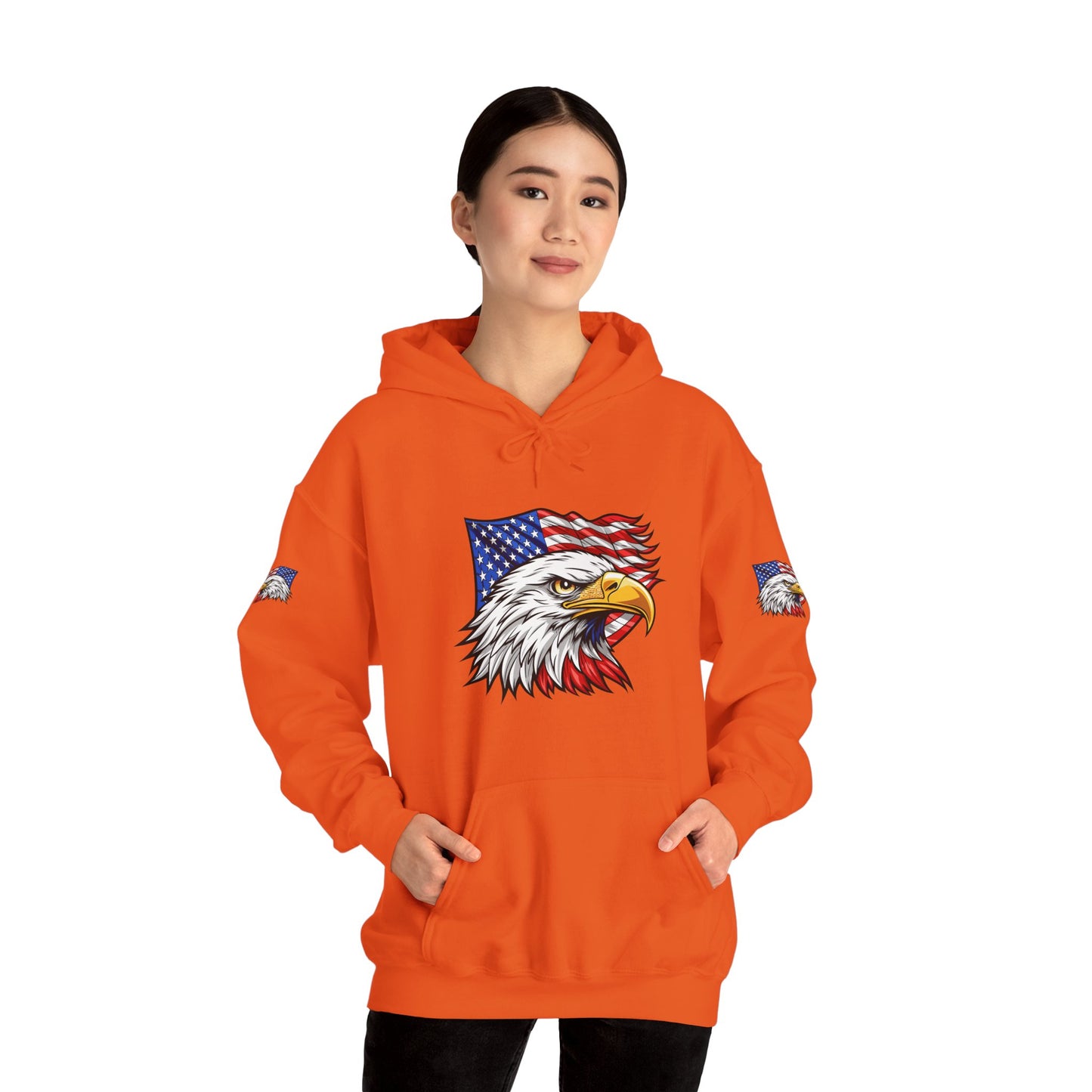 Princess Grace Patriotic Eagle Hoodie Unisex Heavy Blend Sweatshirt with American Flag Design