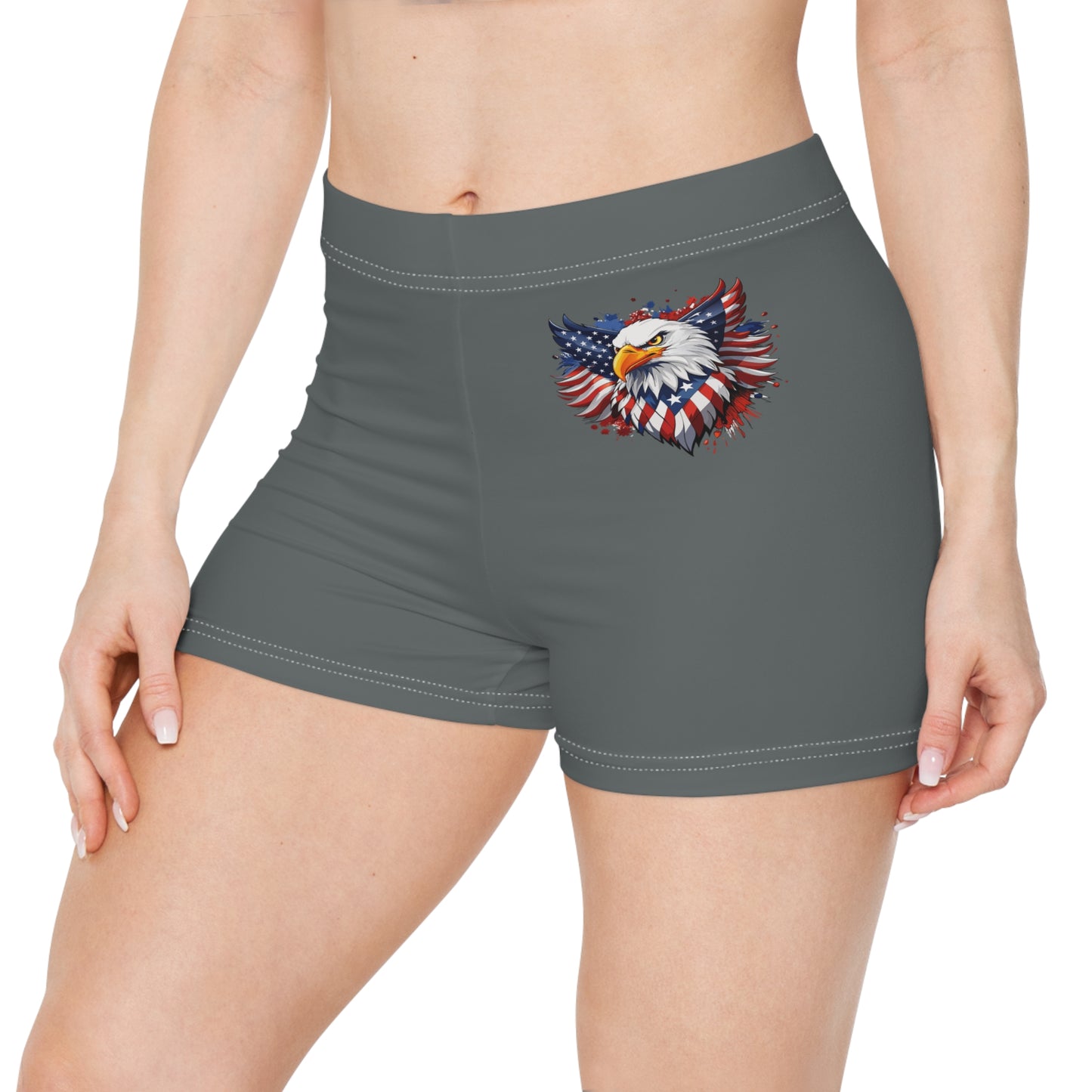 Princess Grace Patriotic Eagle Women's Shorts Red, White, and Blue Design
