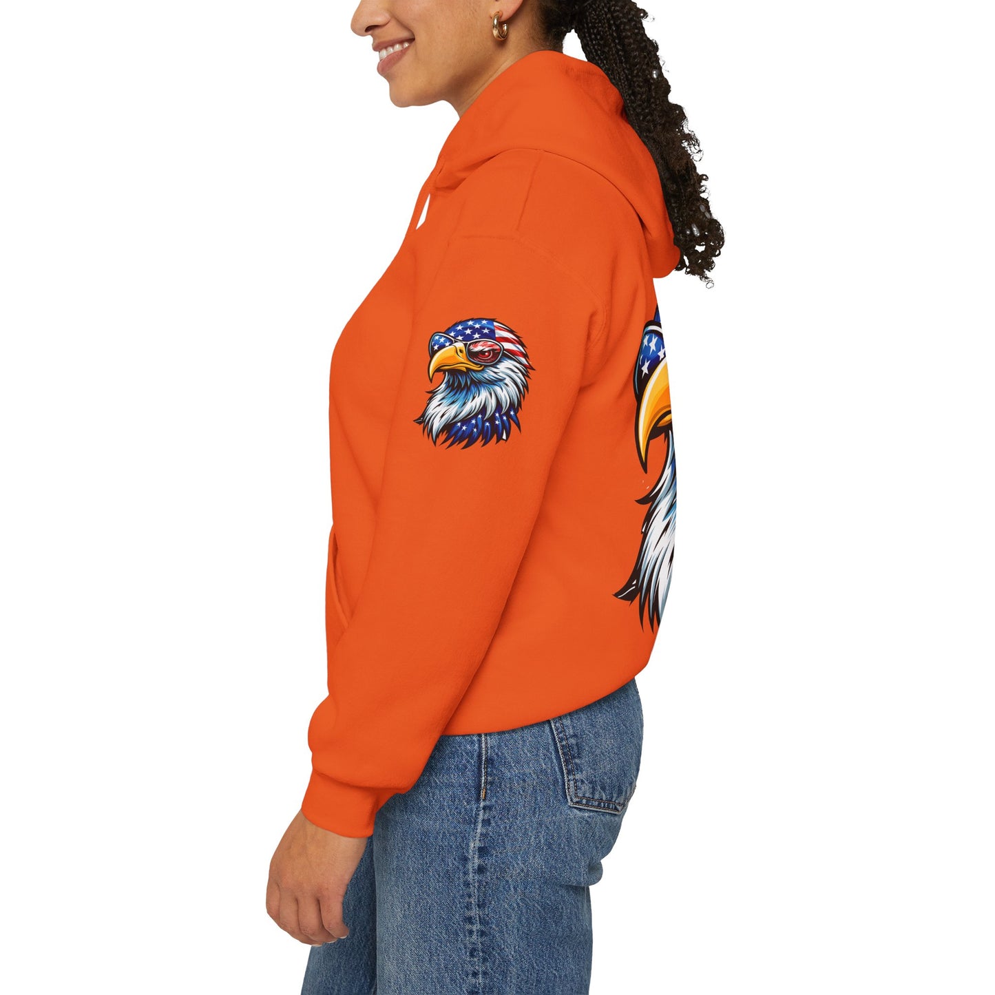 Princess Grace Patriotic Eagle Hoodie Unisex Heavy Blend Sweatshirt with USA Flag Design