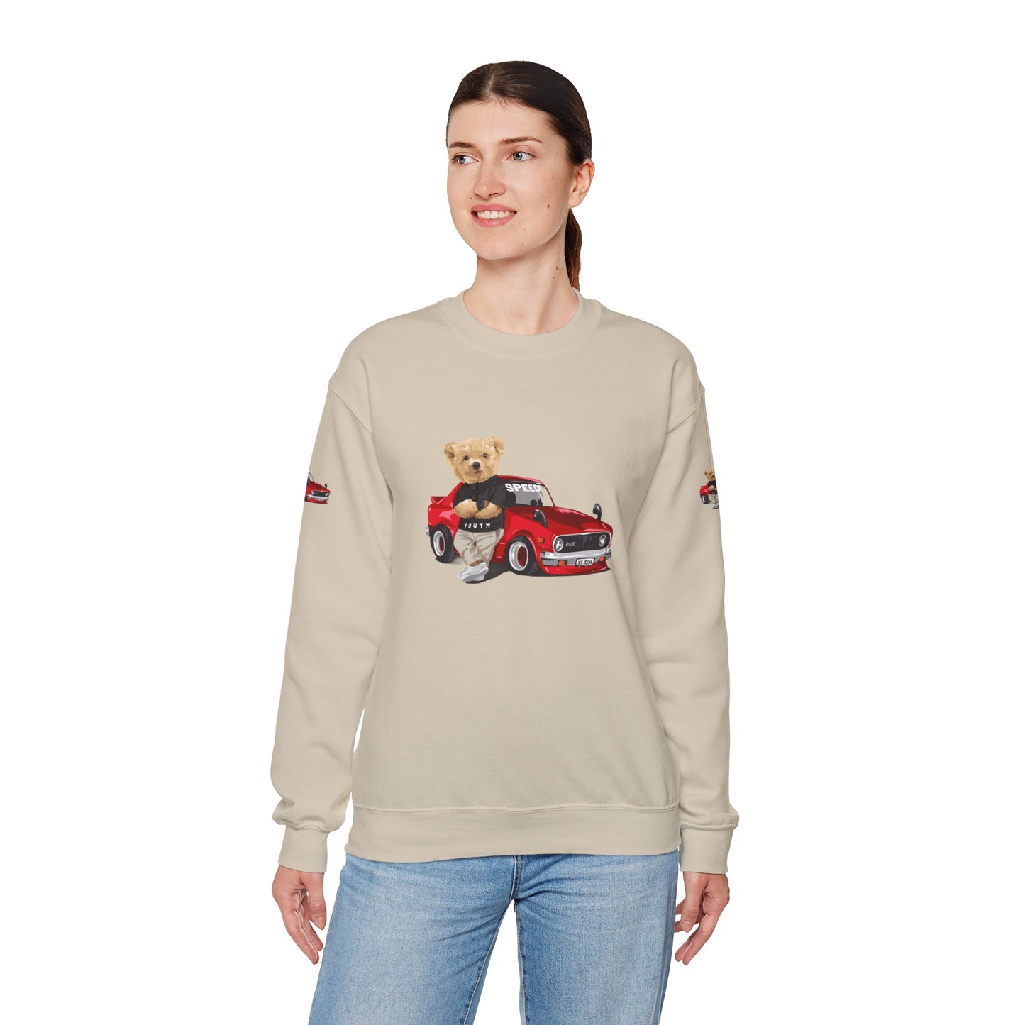 Princess Grace Cute Bear Vintage Car Sweatshirt Unisex Heavy Blend Crewneck