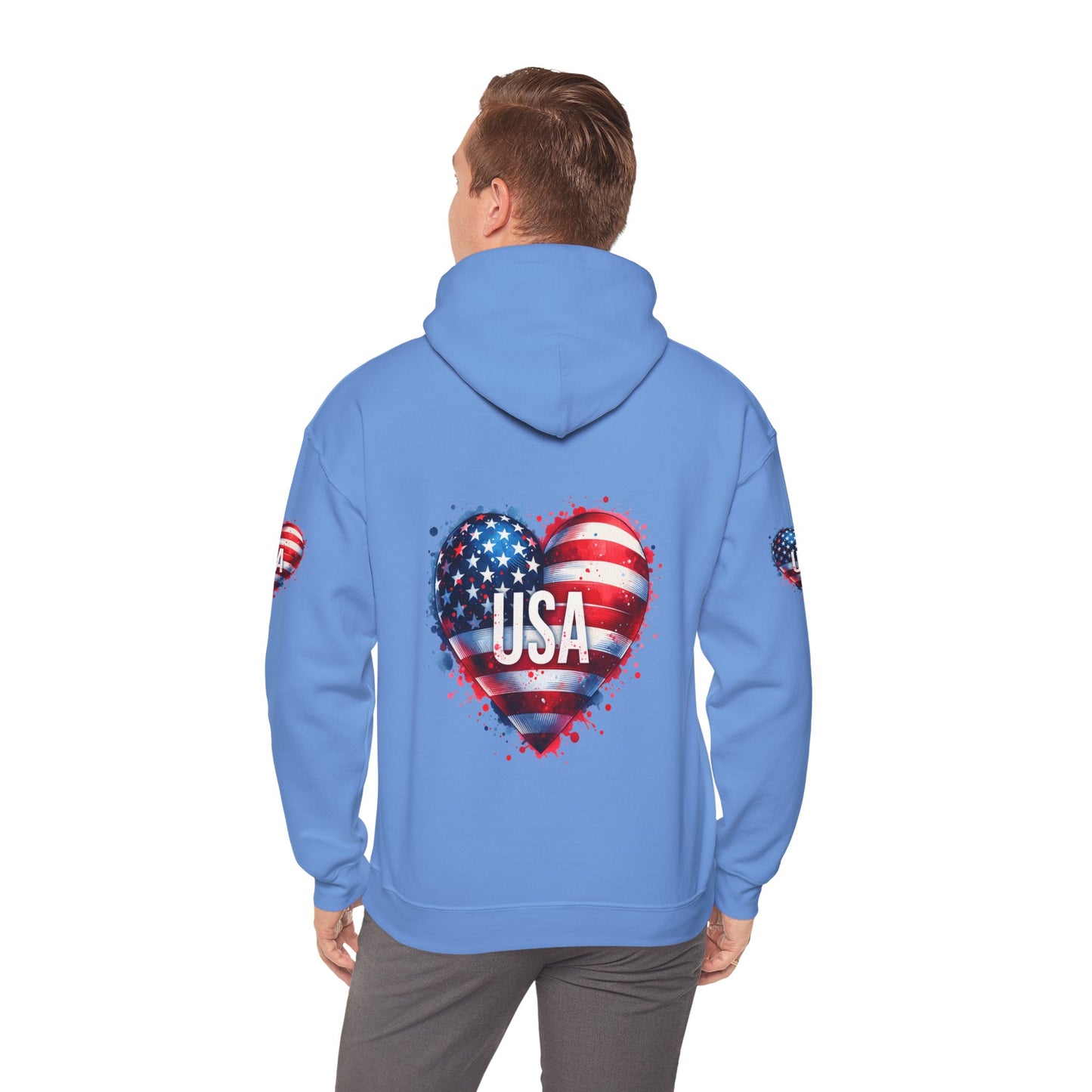 Princess Grace Patriotic Heart Hoodie for USA Lovers Unisex Heavy Blend