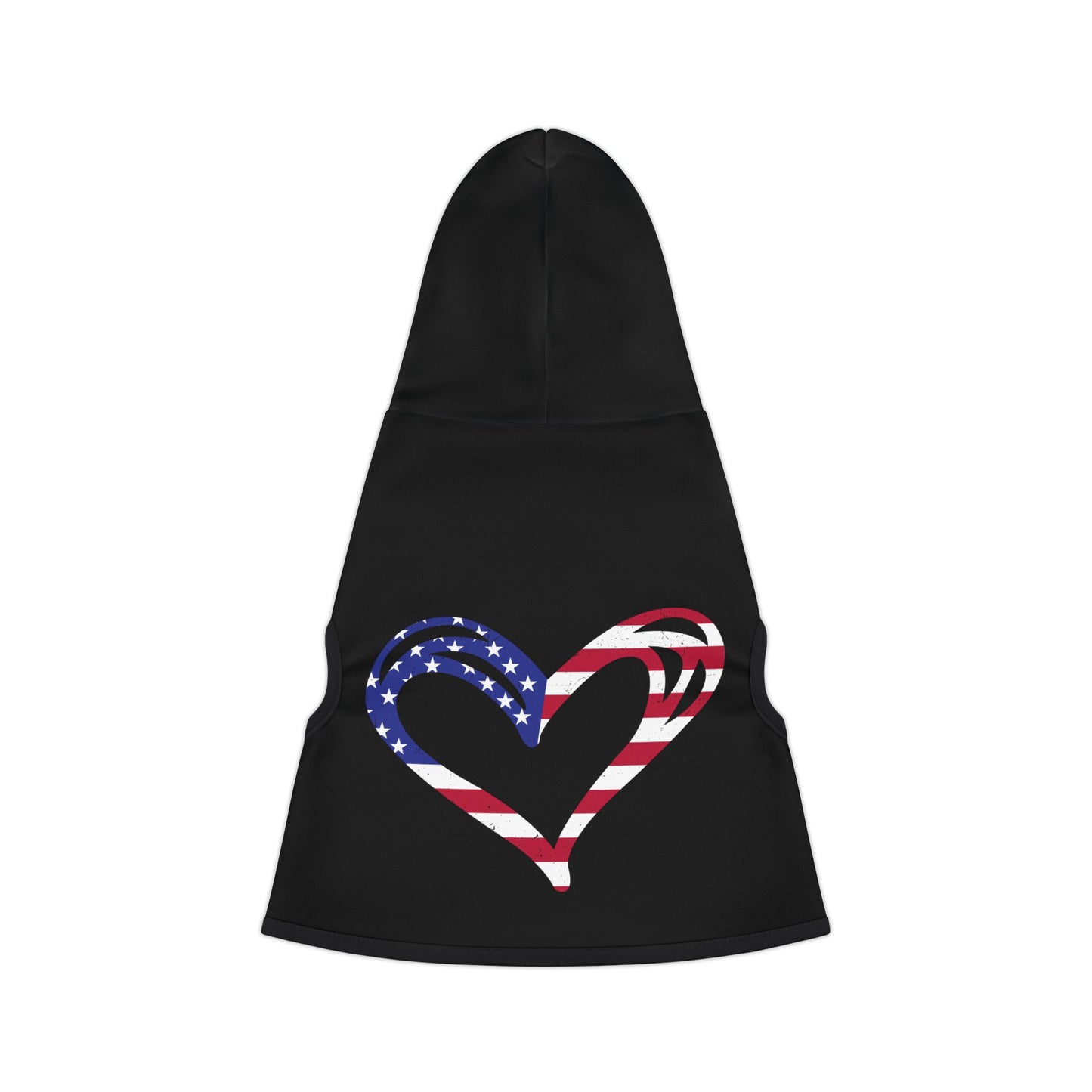Princess Grace Patriotic Pet Hoodie Adorable Black Dog Sweatshirt with Heart Design