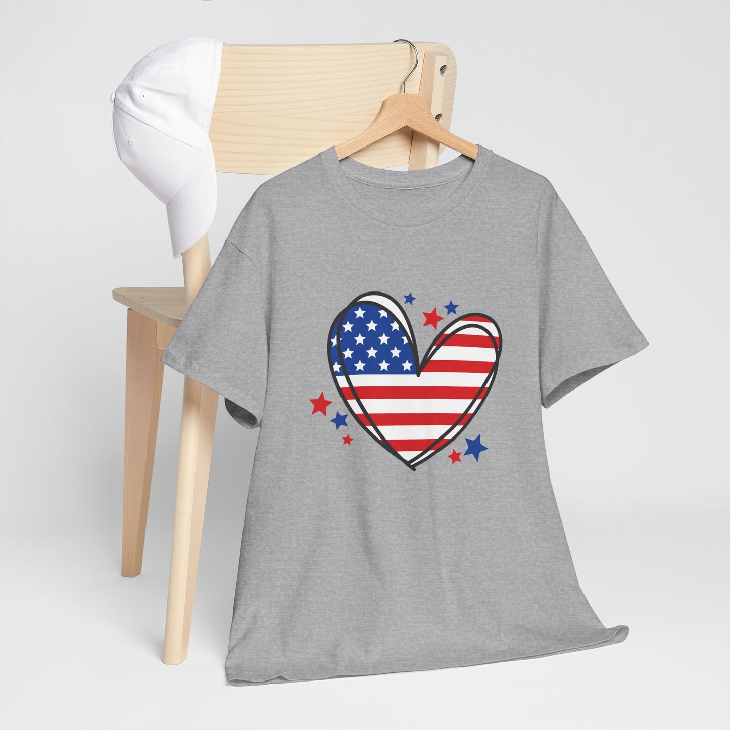 Princess Grace Patriotic Heart Unisex Heavy Cotton Tee USA Love T-Shirt