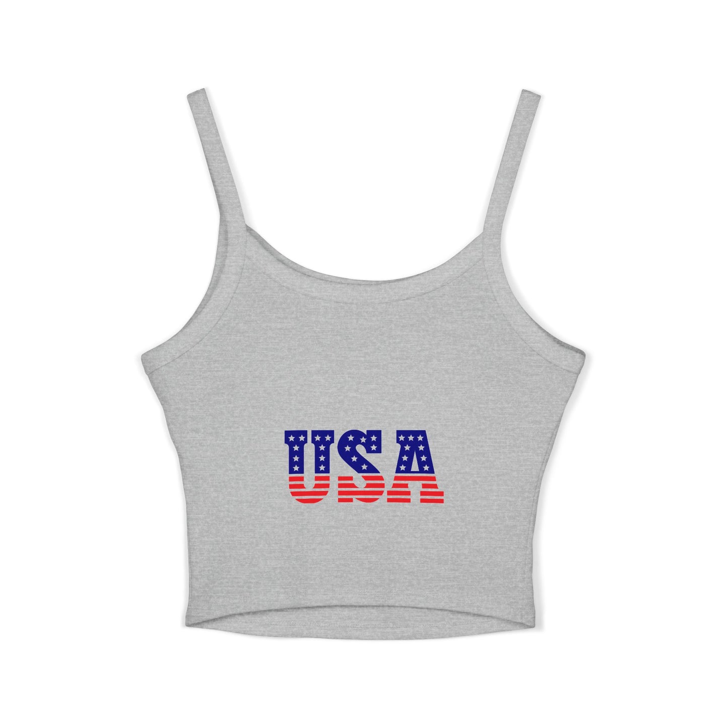 Princess Grace Patriotic Women's Spaghetti Strap Tank Top Eagle & USA Flag Design