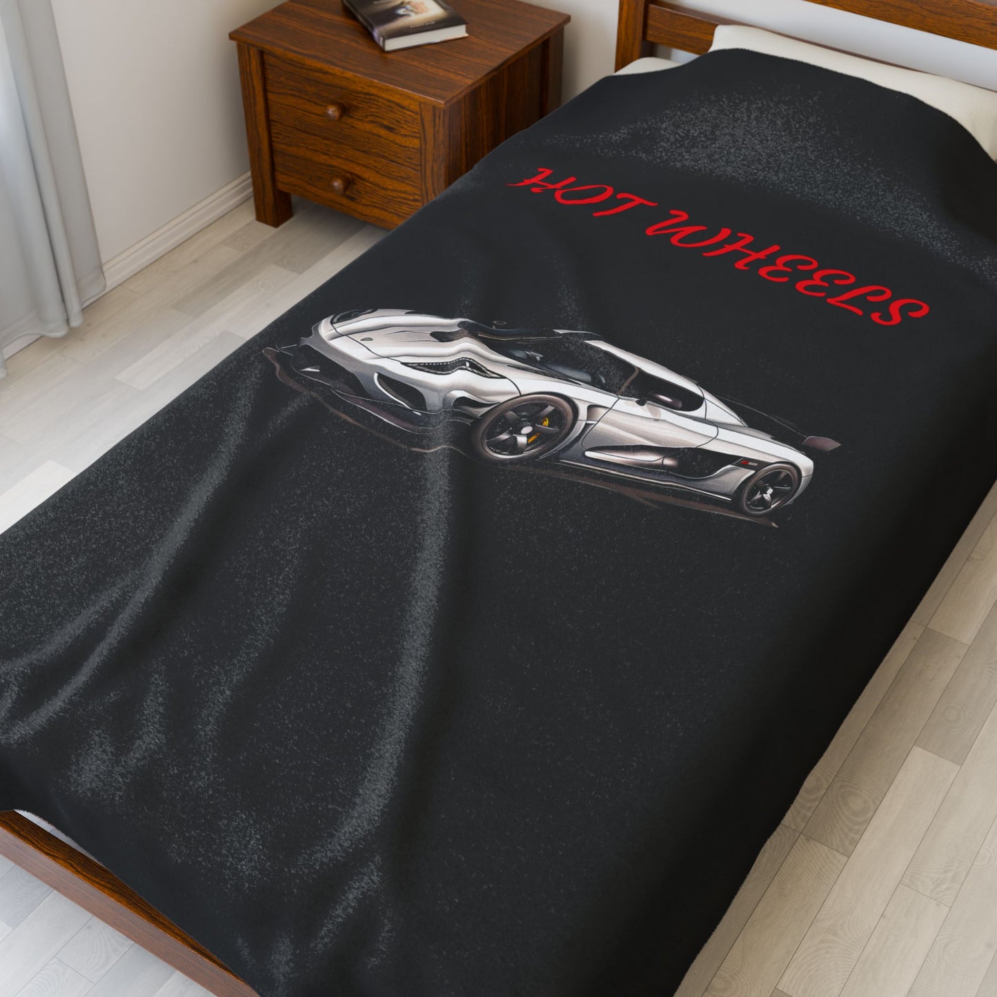 Princess Grace Hot Wheels Velveteen Plush Blanket for Car Lovers Cozy Throw for Kids and Adults