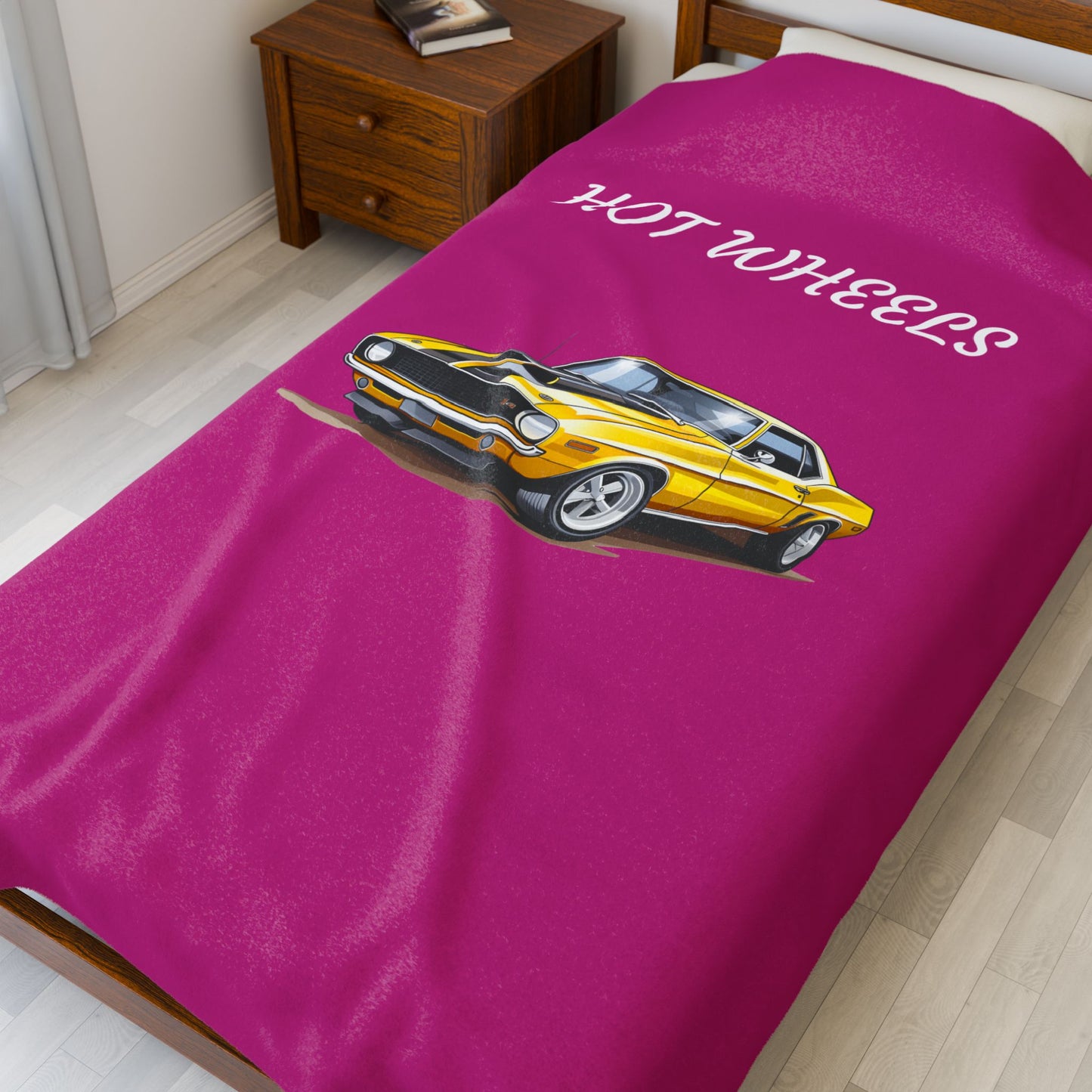 Princess Grace Hot Wheels Velveteen Plush Blanket Cozy Car Themed Throw for Movie Nights & Kids Rooms