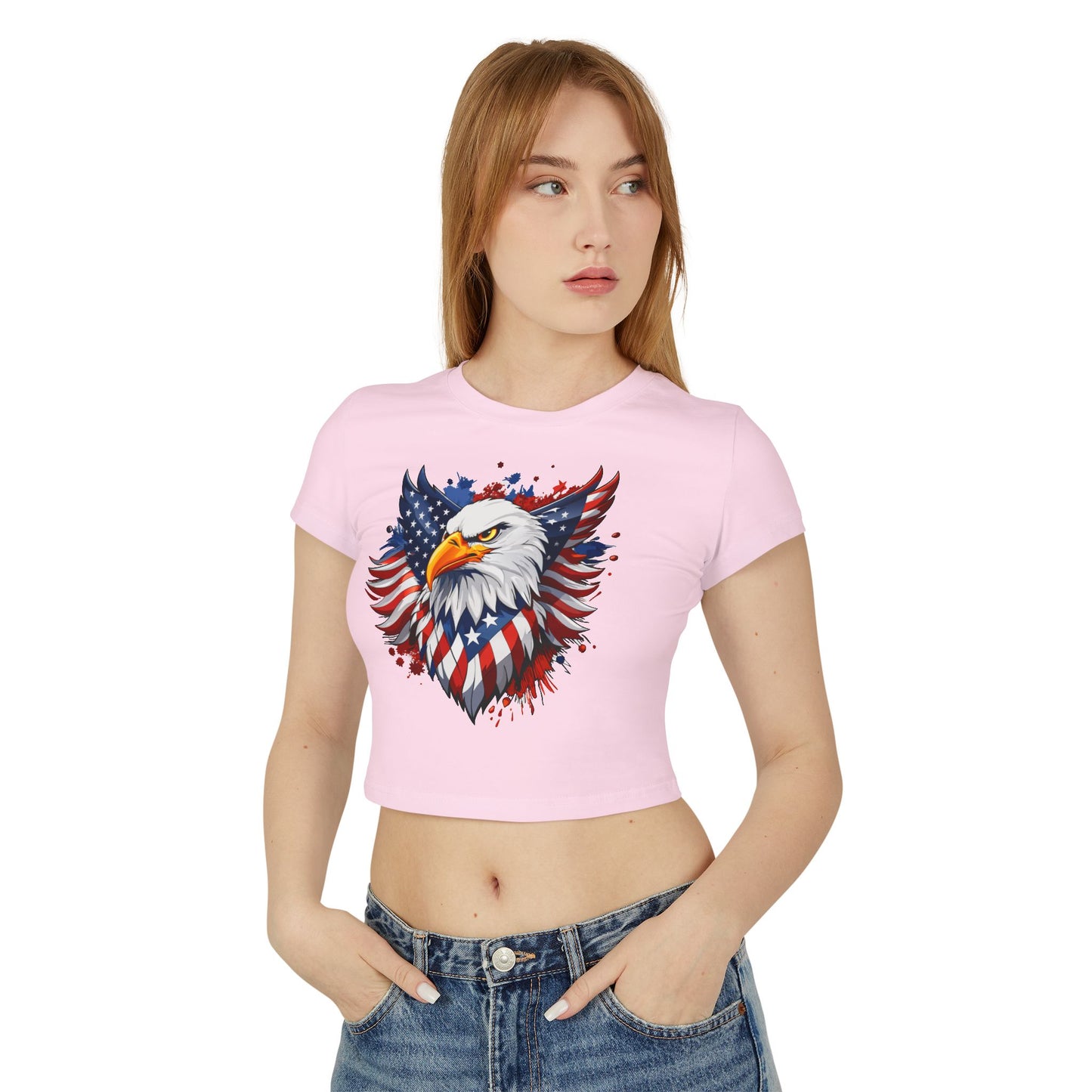 Princess Grace Patriotic Women's Baby Tee American Eagle Graphic Shirt