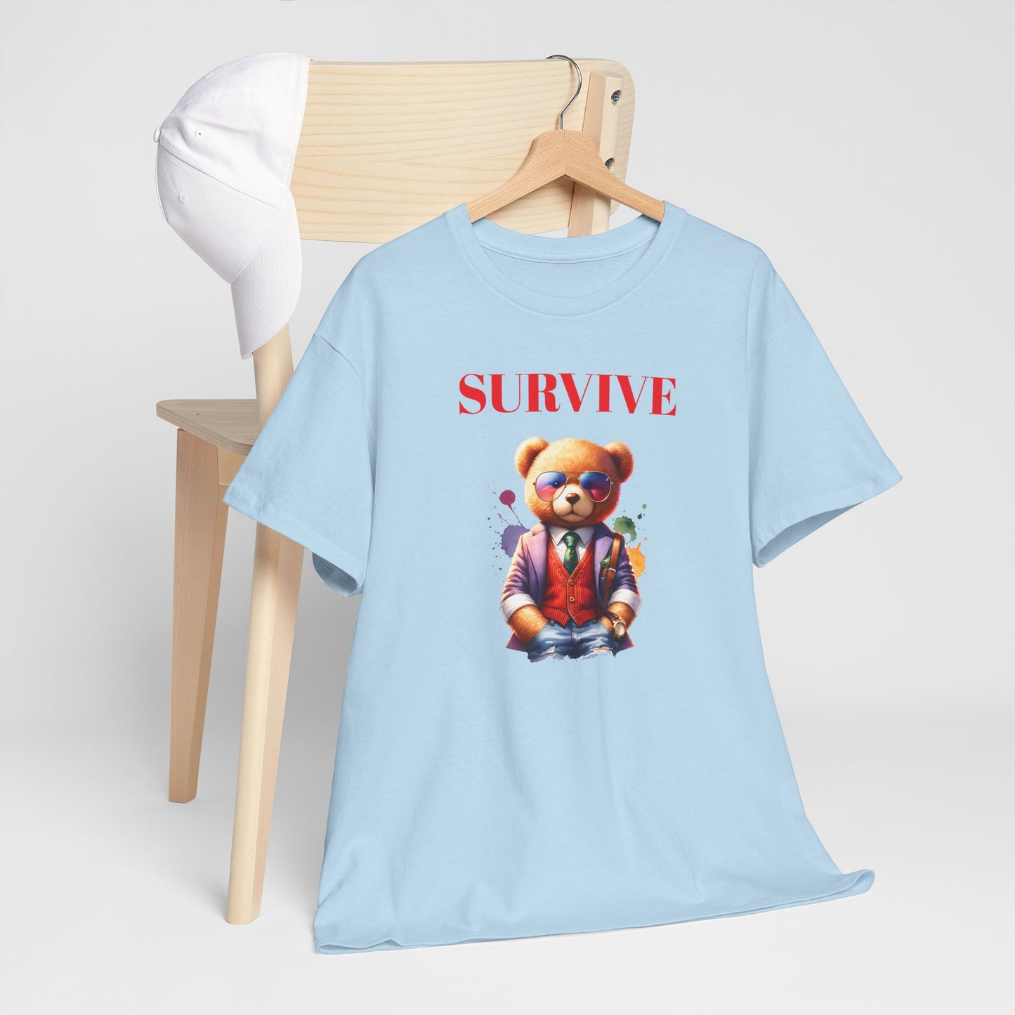 Princess Grace Survive Teddy Bear Graphic Unisex Heavy Cotton Tee