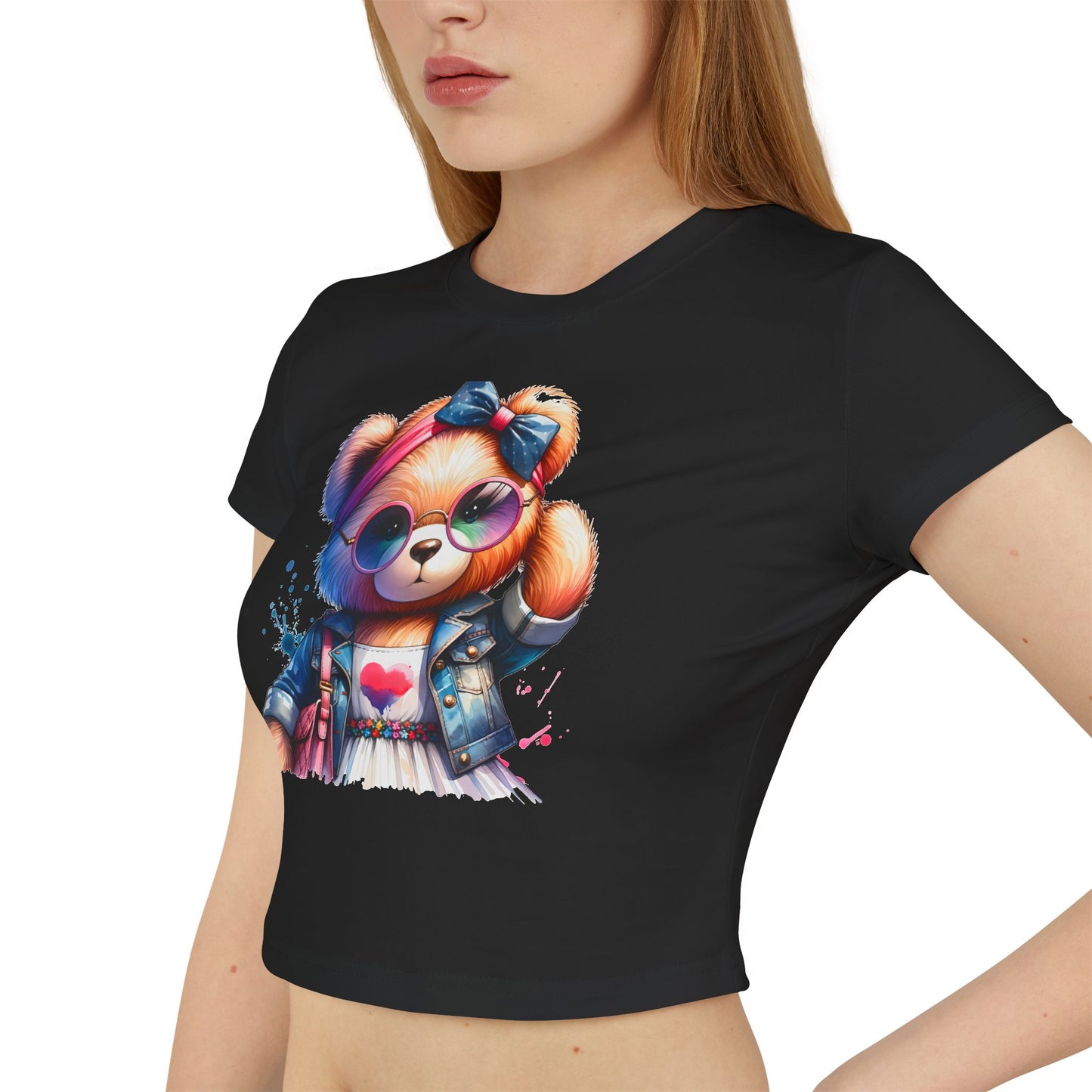 Princess Grace Cute Bear Graphic Baby Tee for Women Fun & Trendy