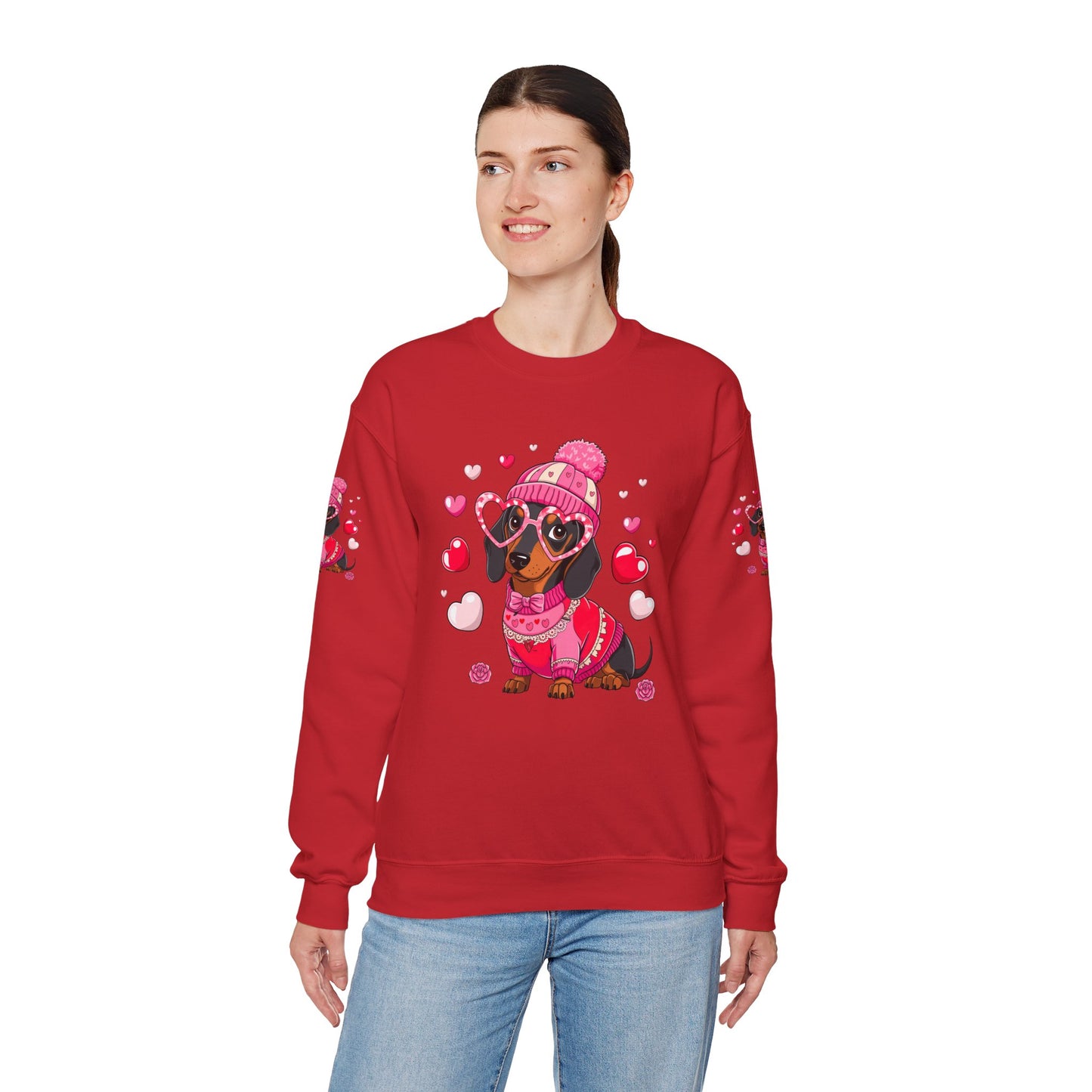 Princess Grace Cute Dachshund Love Sweatshirt Cozy Unisex Crewneck for Pet Lovers