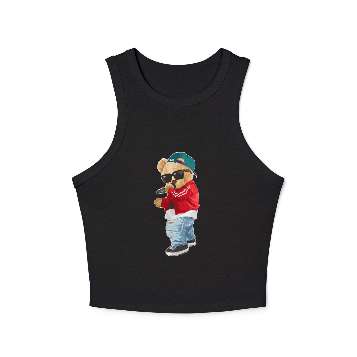Princess Grace Cute Teddy Bear Graphic Racer Tank Top for Women