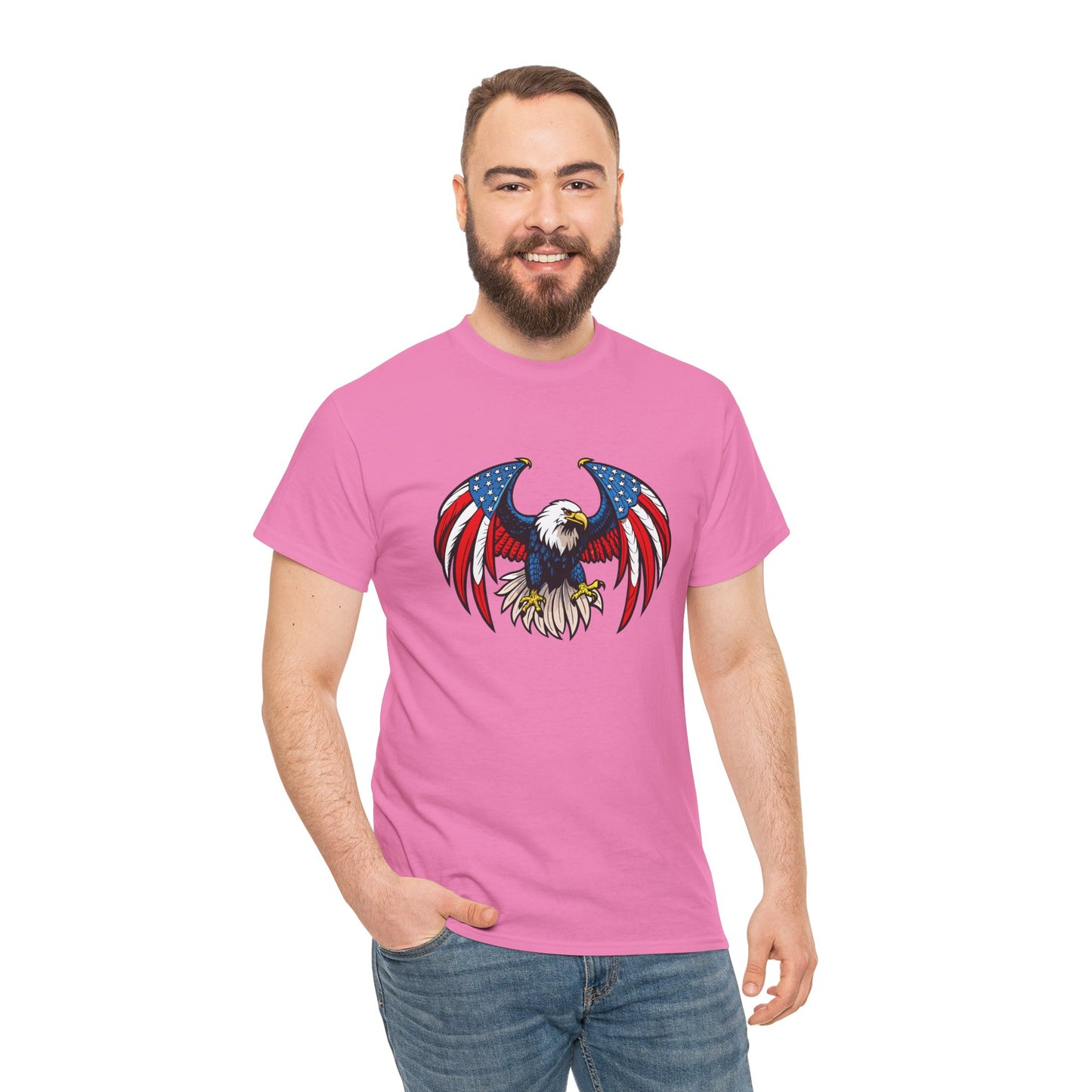 Princess Grace Patriotic Eagle Unisex Heavy Cotton Tee 4th of July Graphic T-Shirt