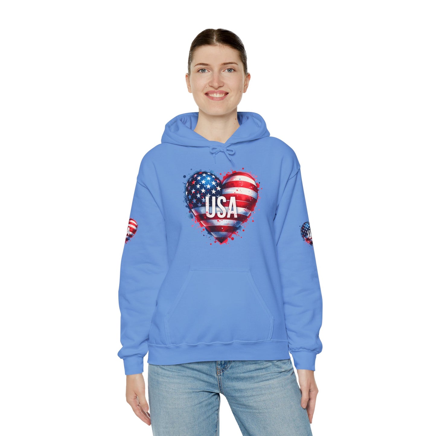 Princess Grace Patriotic Heart Hoodie for USA Lovers Unisex Heavy Blend