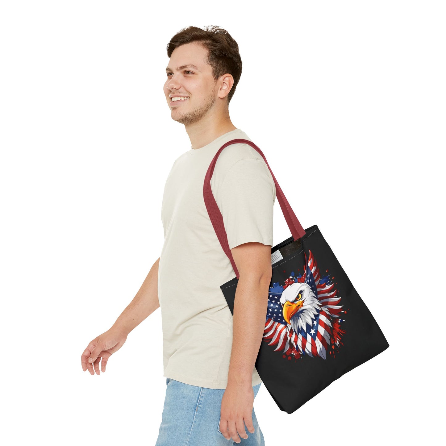 Princess Grace Patriotic Eagle Tote Bag American Flag Design for Fourth of July & Everyday Use