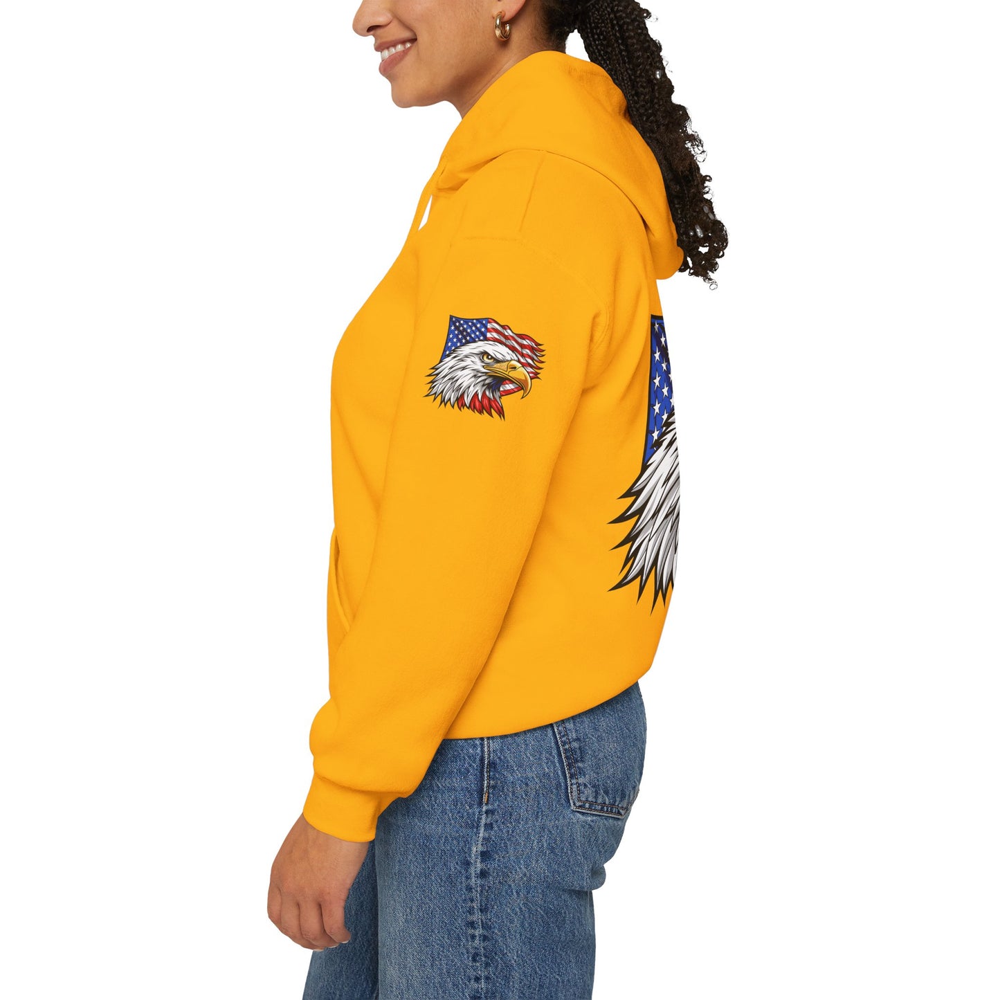 Princess Grace Patriotic Eagle Hoodie Unisex Heavy Blend Sweatshirt with American Flag Design