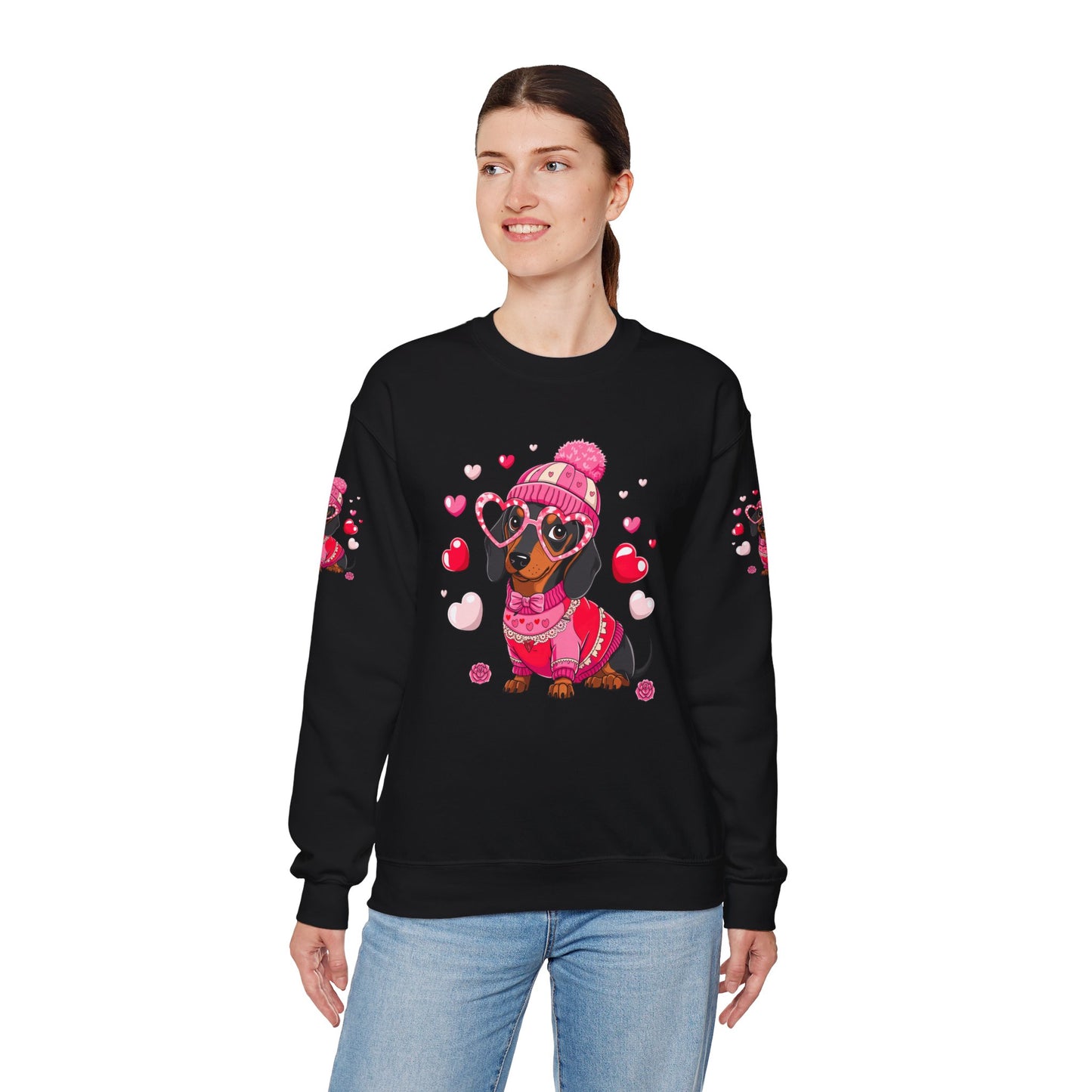 Princess Grace Cute Dachshund Love Sweatshirt Cozy Unisex Crewneck for Pet Lovers